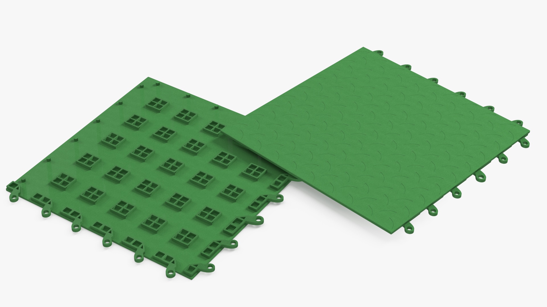 3D Connectable Floor Mat Piece Green model