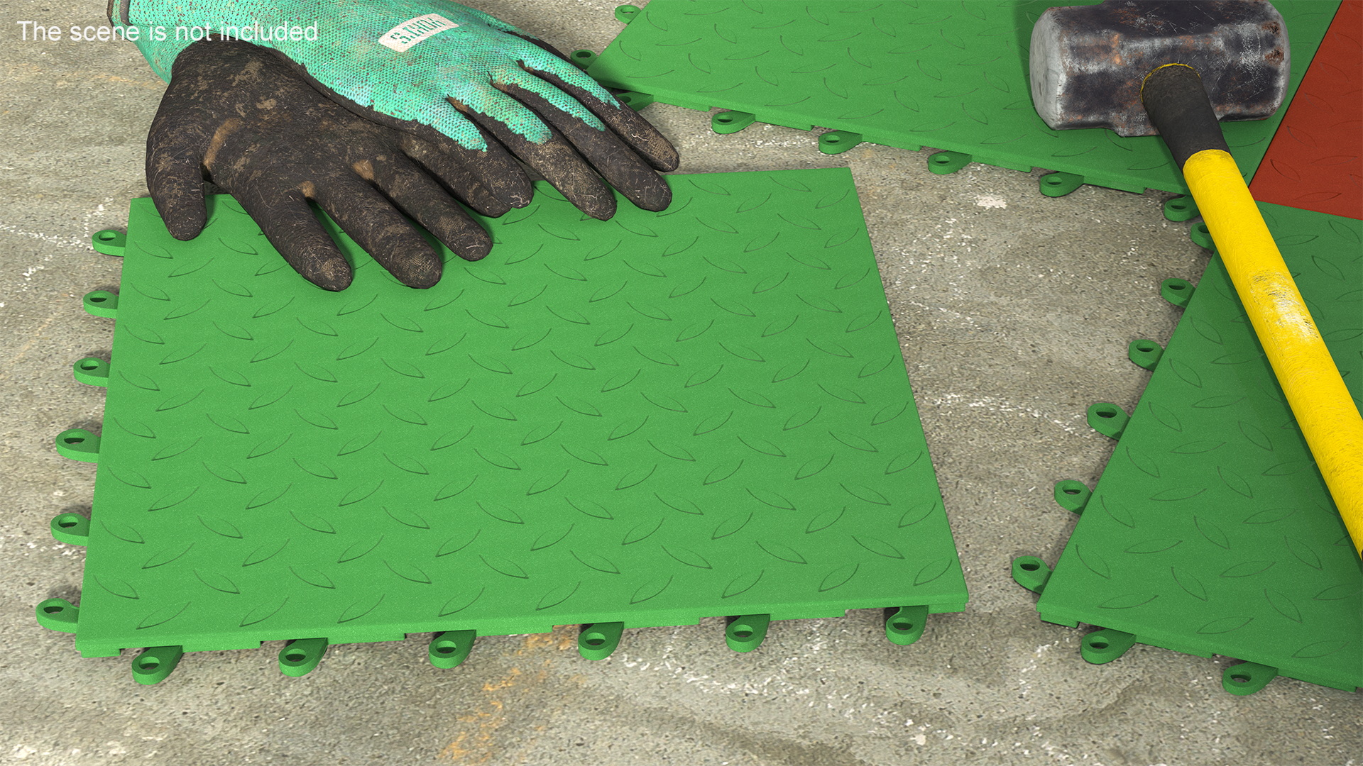 3D Connectable Floor Mat Piece Green model