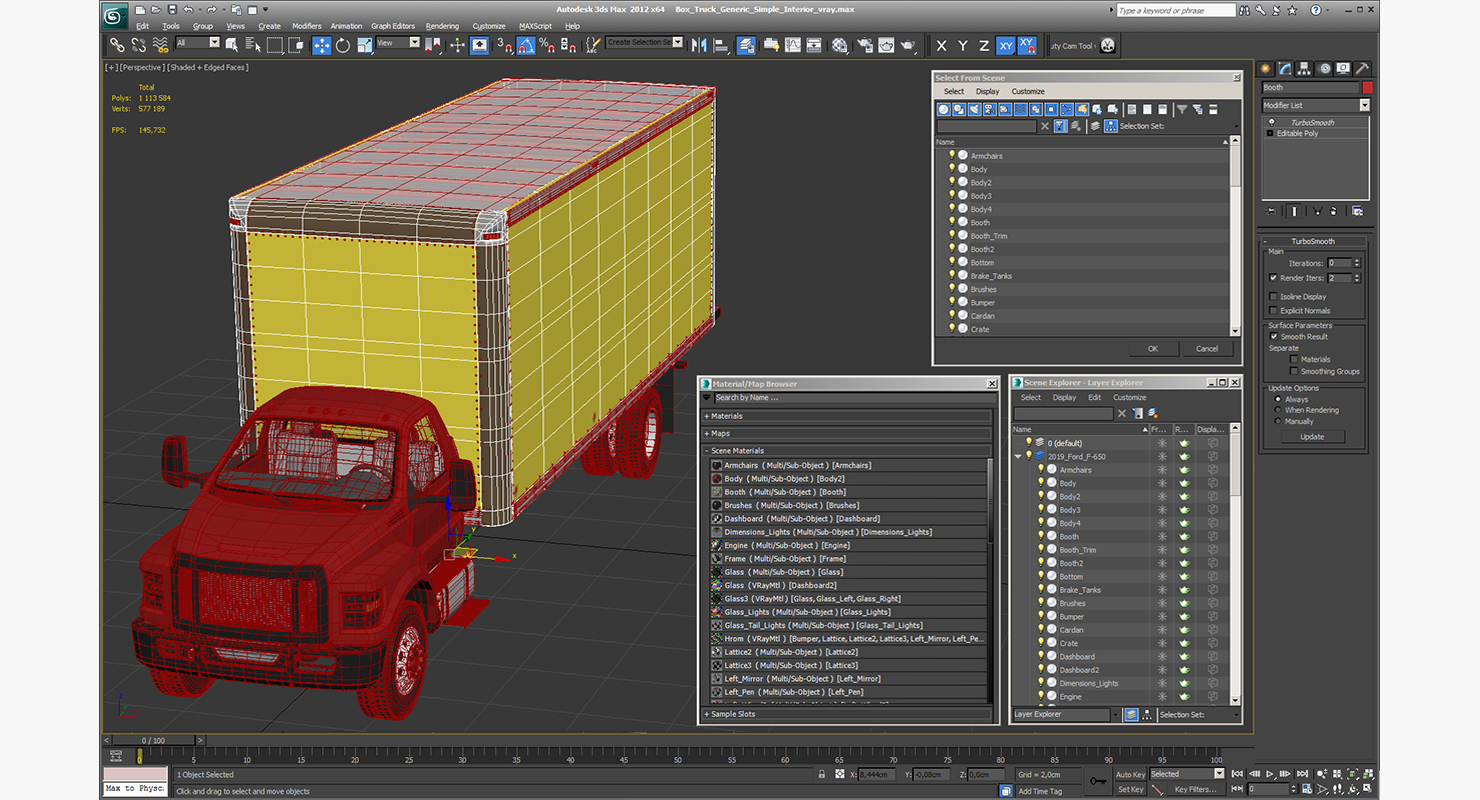 3D Box Truck Generic Simple Interior model