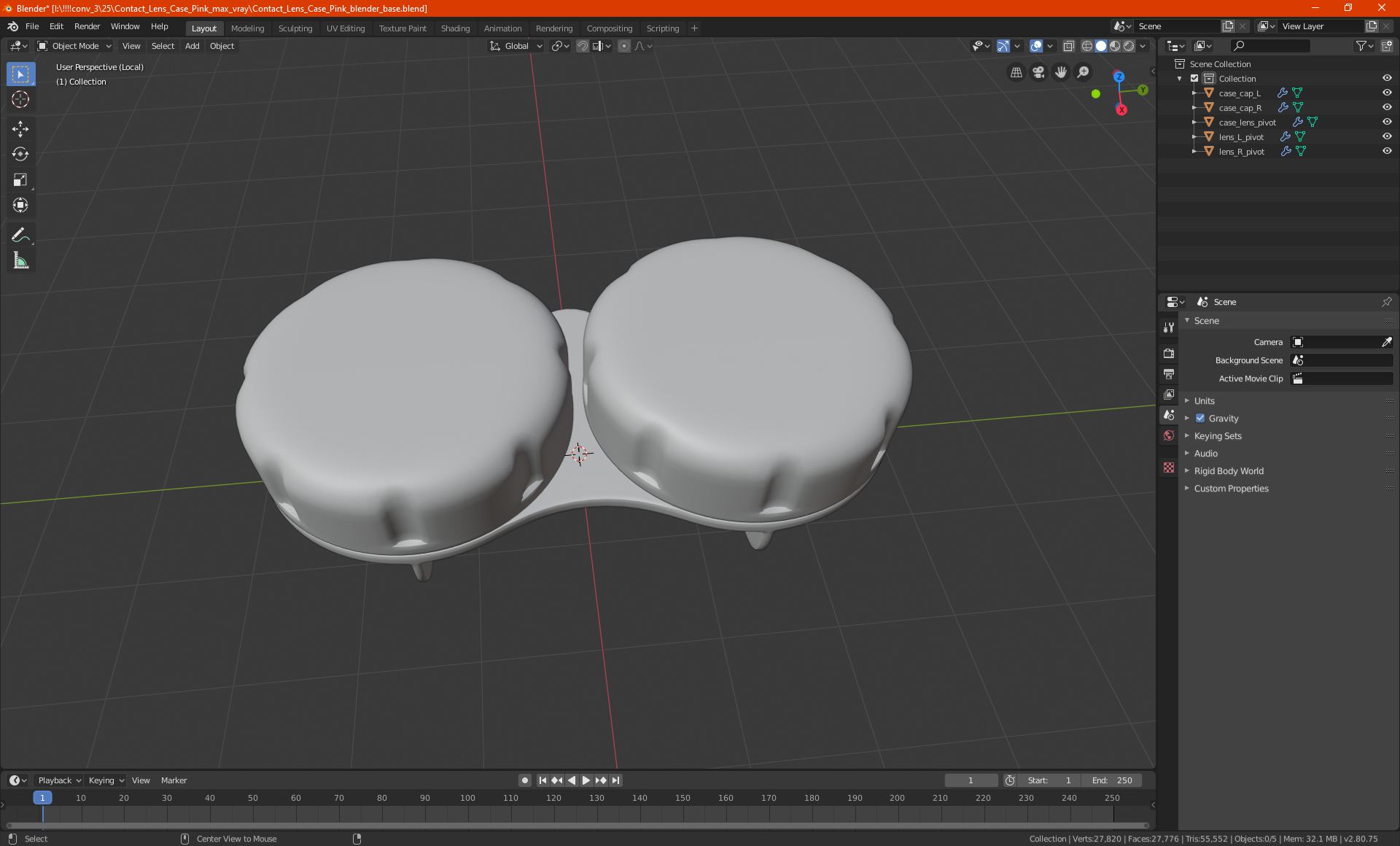 Contact Lens Case Pink 3D