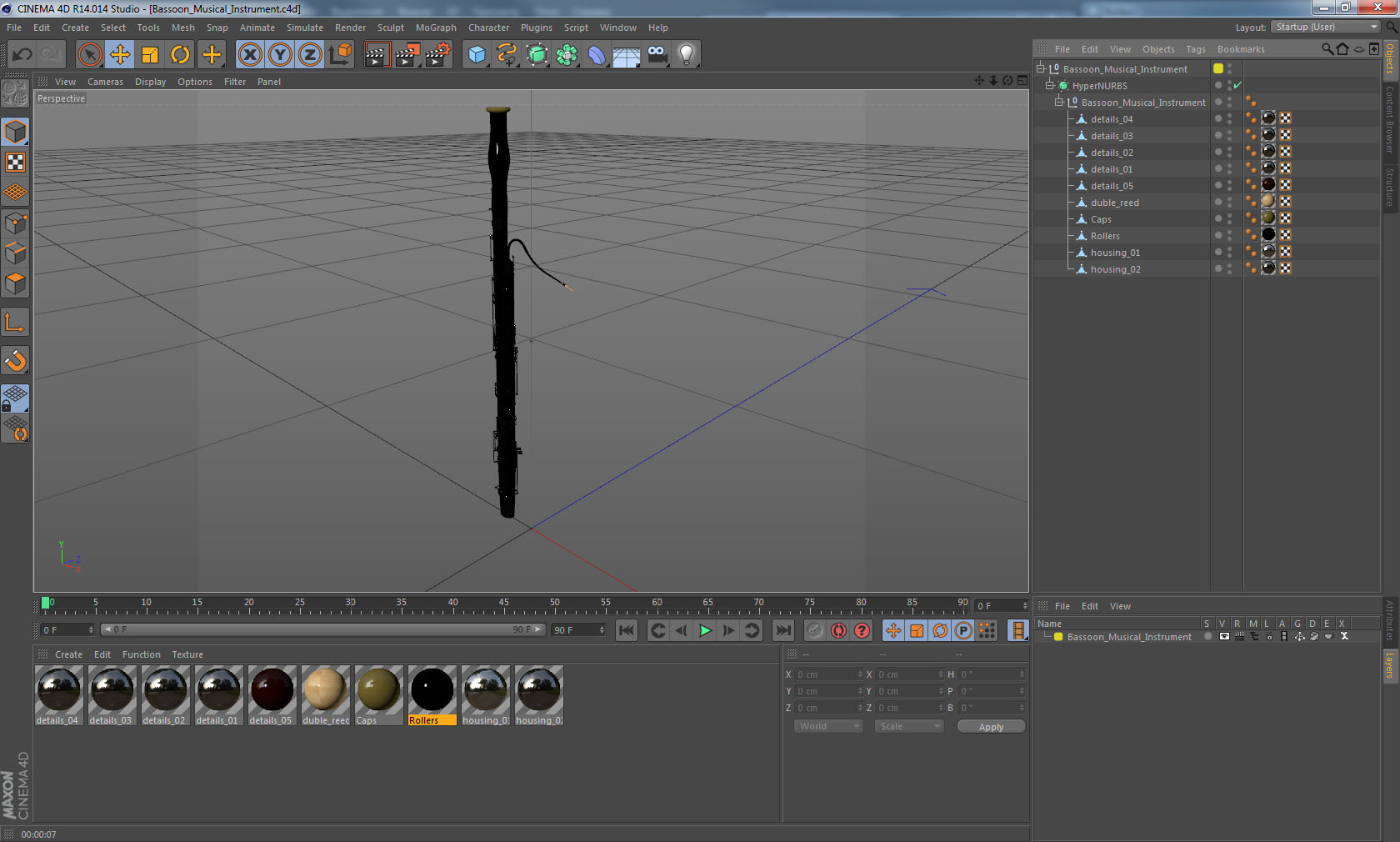 3D Bassoon Musical Instrument