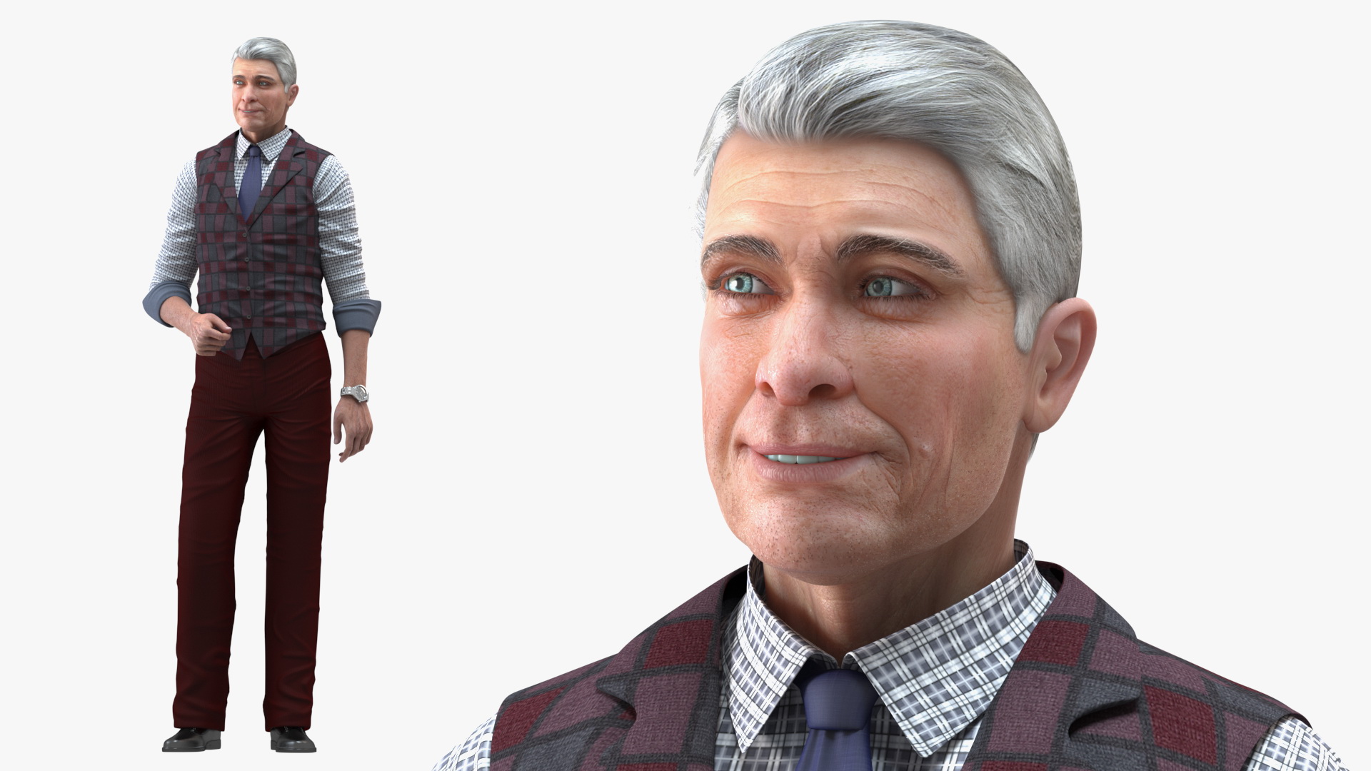 3D model Elderly Man Casual Wear Rigged