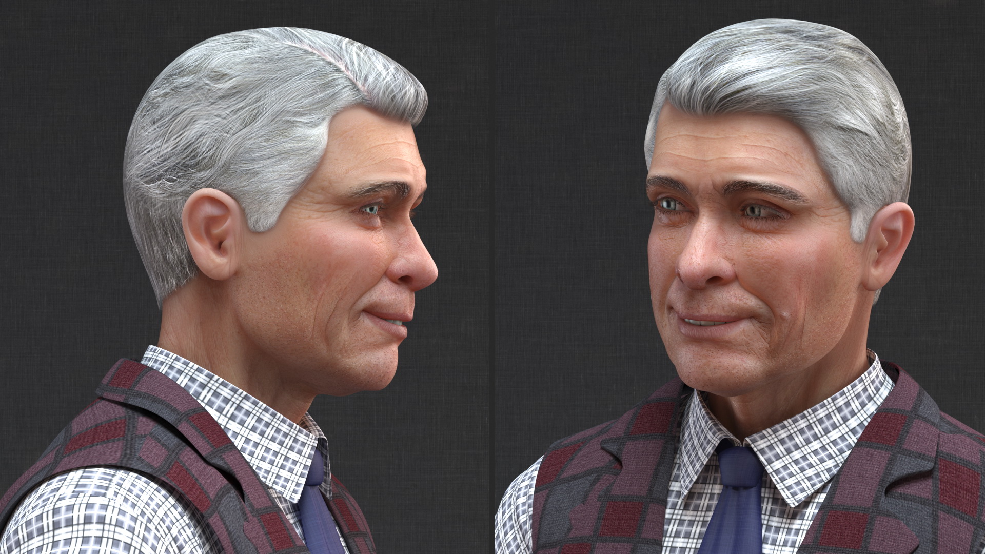 3D model Elderly Man Casual Wear Rigged