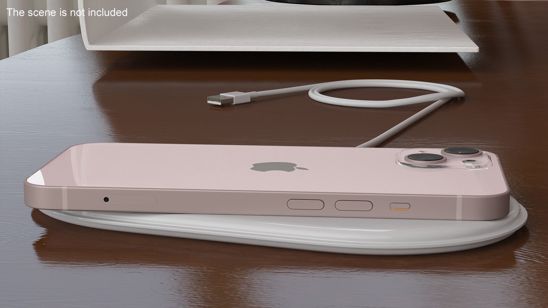 Wireless Charger Apple AirPower with Pink Apple iPhone 13 3D