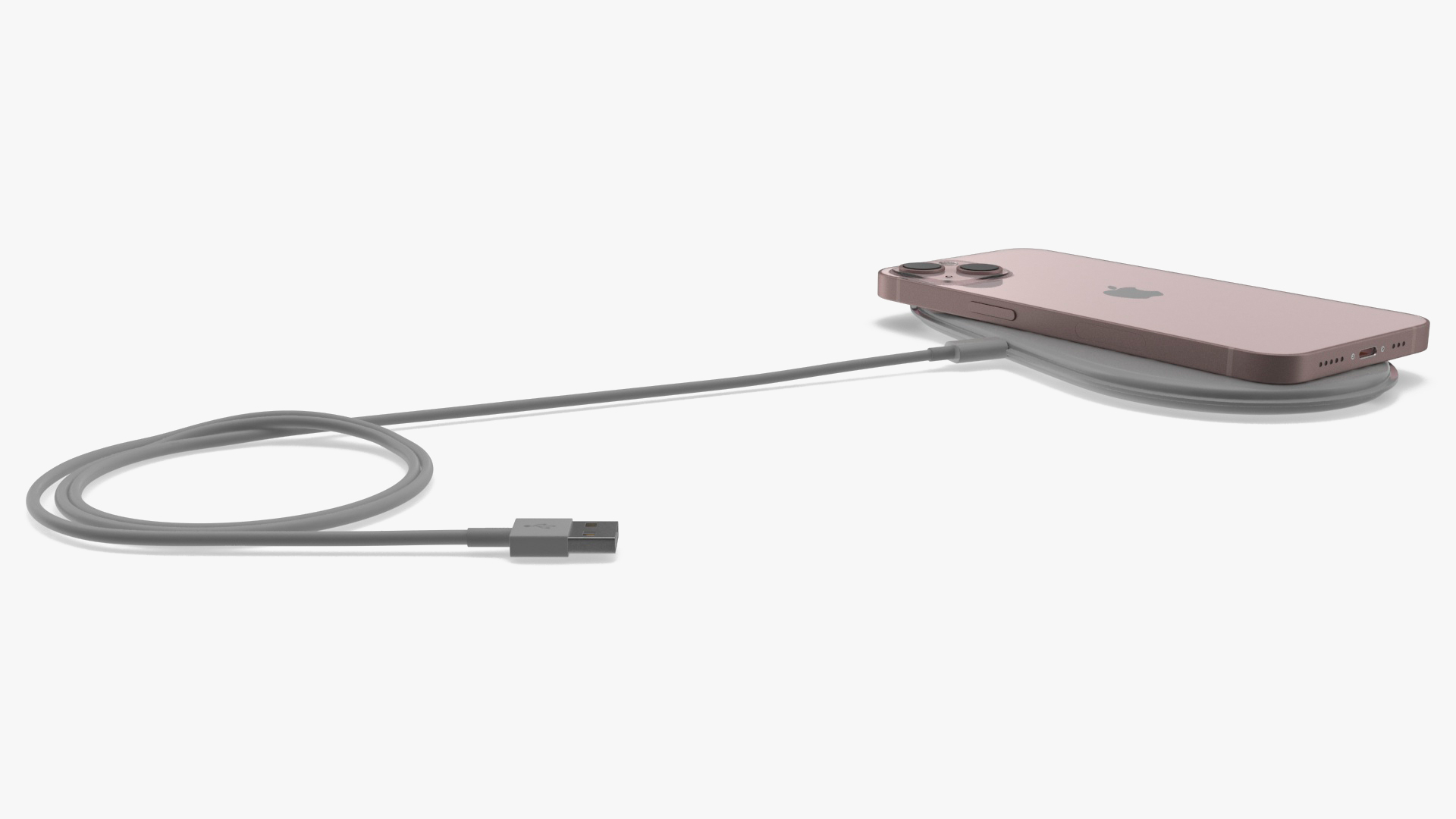 Wireless Charger Apple AirPower with Pink Apple iPhone 13 3D