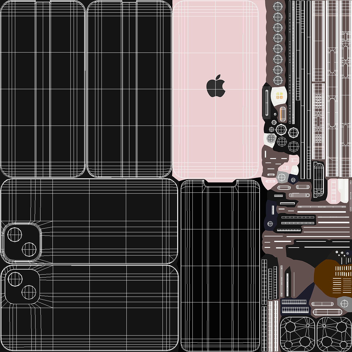 Wireless Charger Apple AirPower with Pink Apple iPhone 13 3D