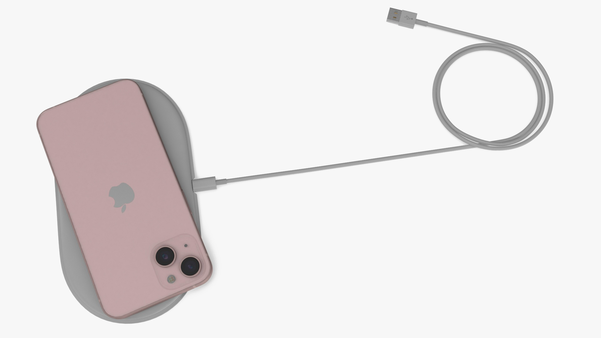 Wireless Charger Apple AirPower with Pink Apple iPhone 13 3D