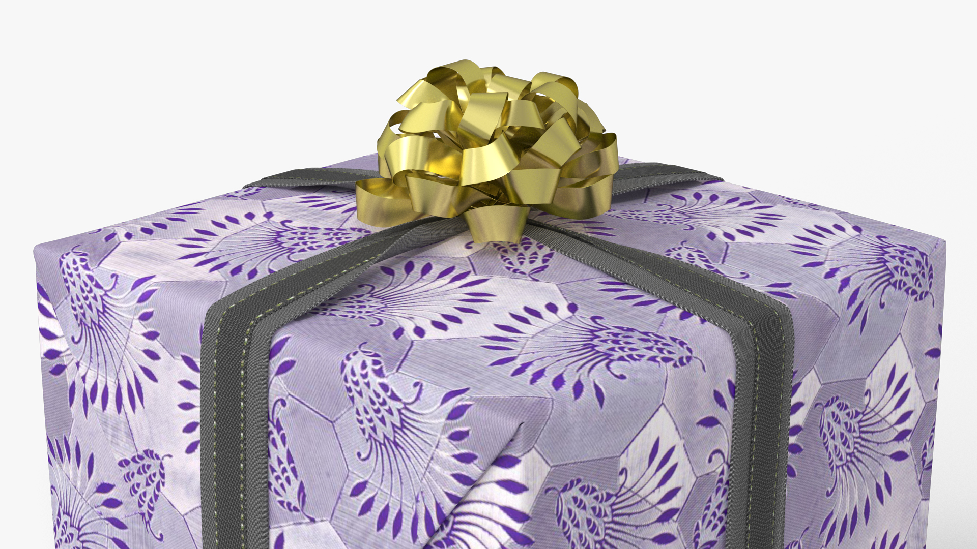 3D model Wrapped Gift Box with Bow Floral Pattern