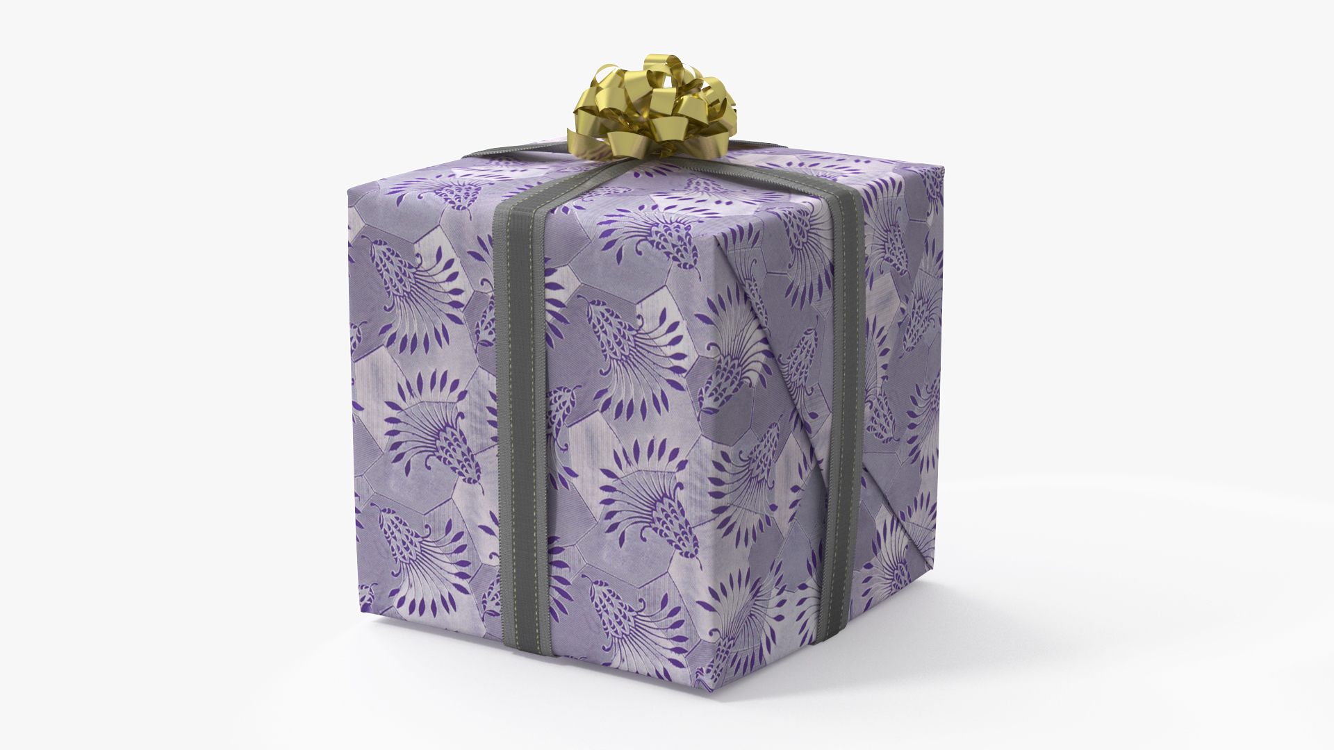 3D model Wrapped Gift Box with Bow Floral Pattern
