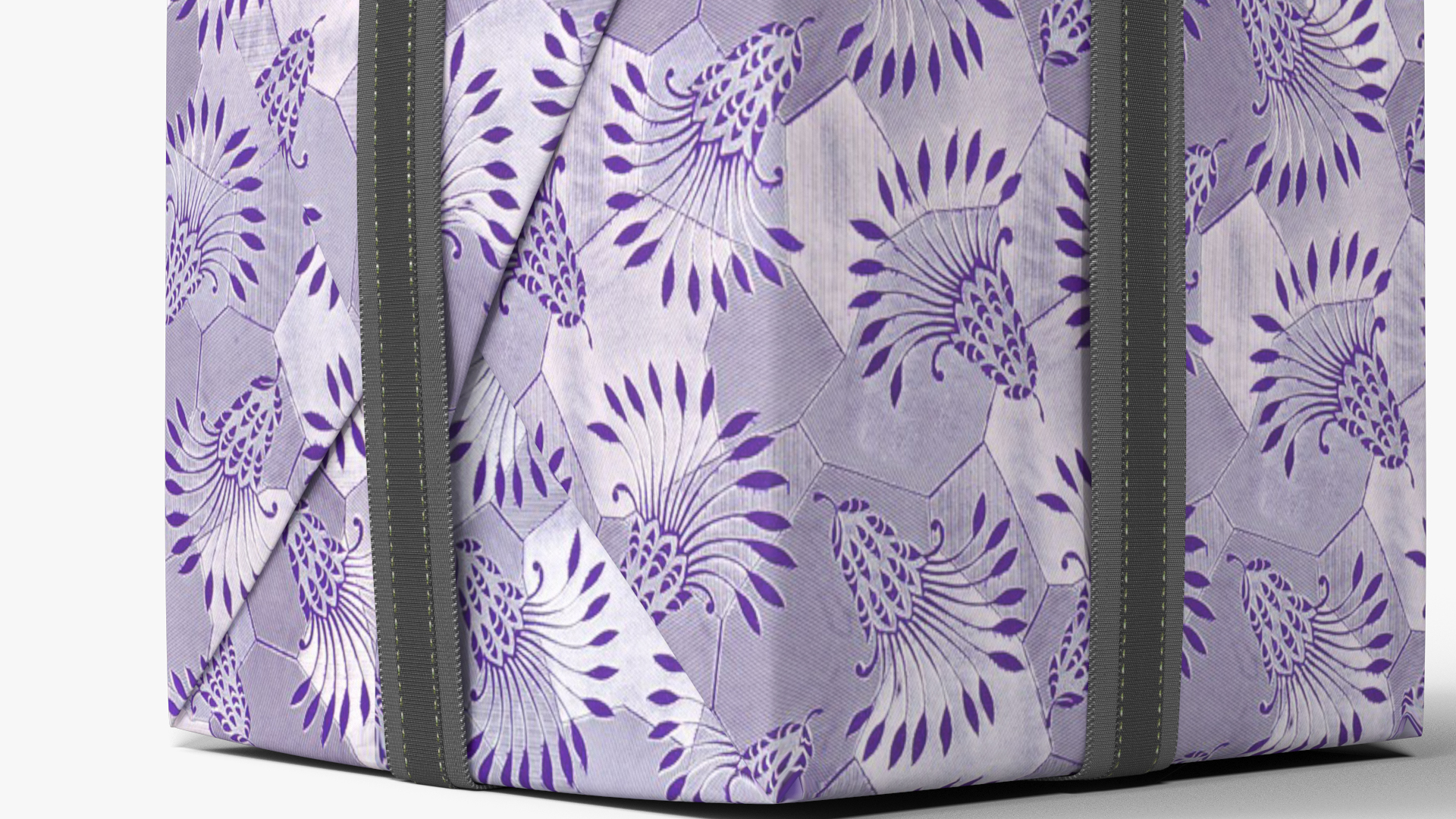 3D model Wrapped Gift Box with Bow Floral Pattern