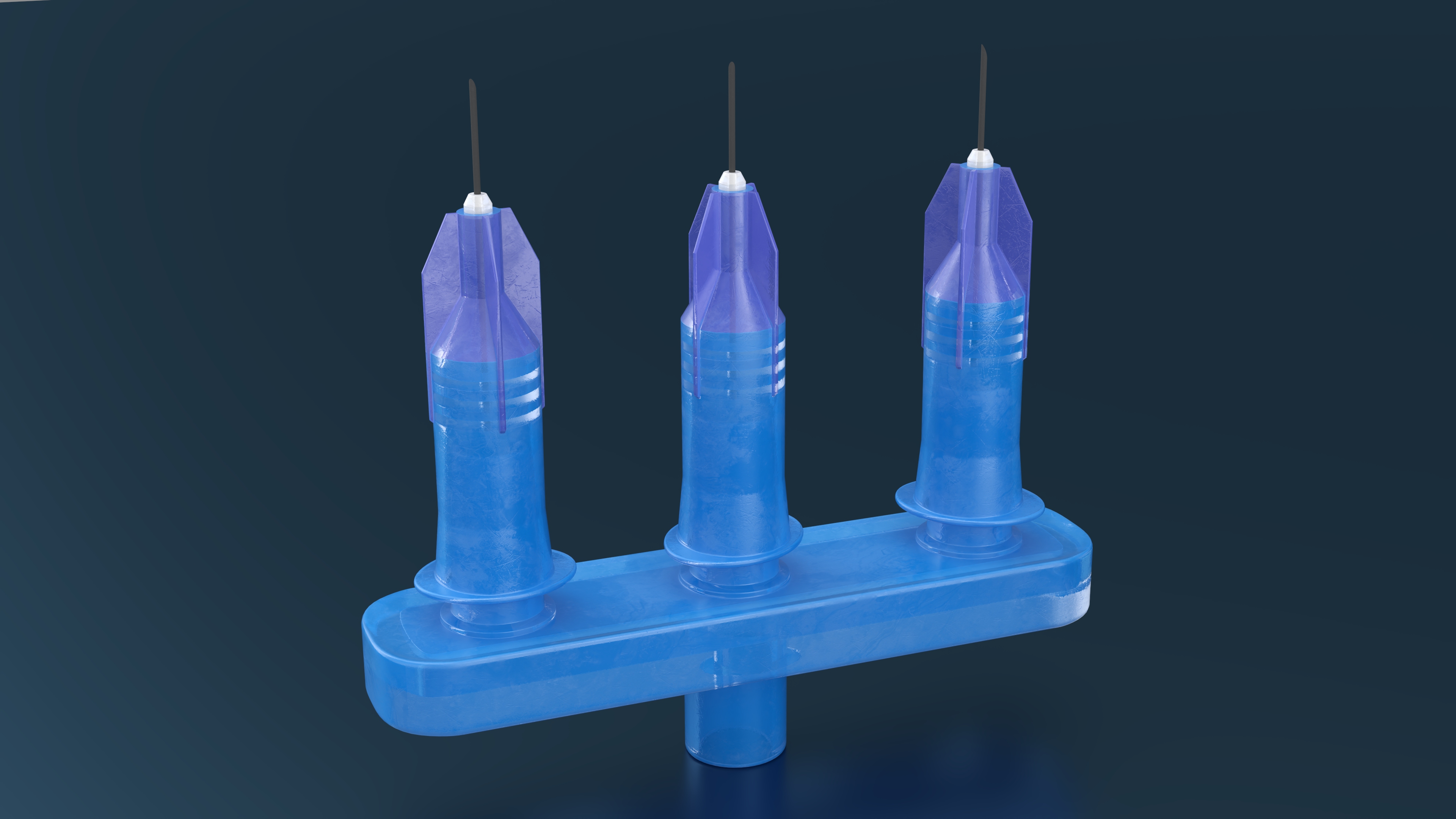3D Multi Injector 3 Needles Straight Blue model