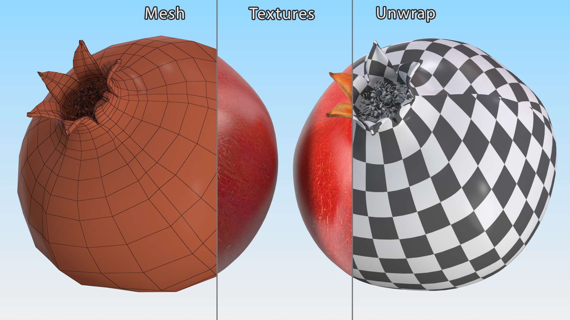 3D Fresh Pomegranate Fruit model
