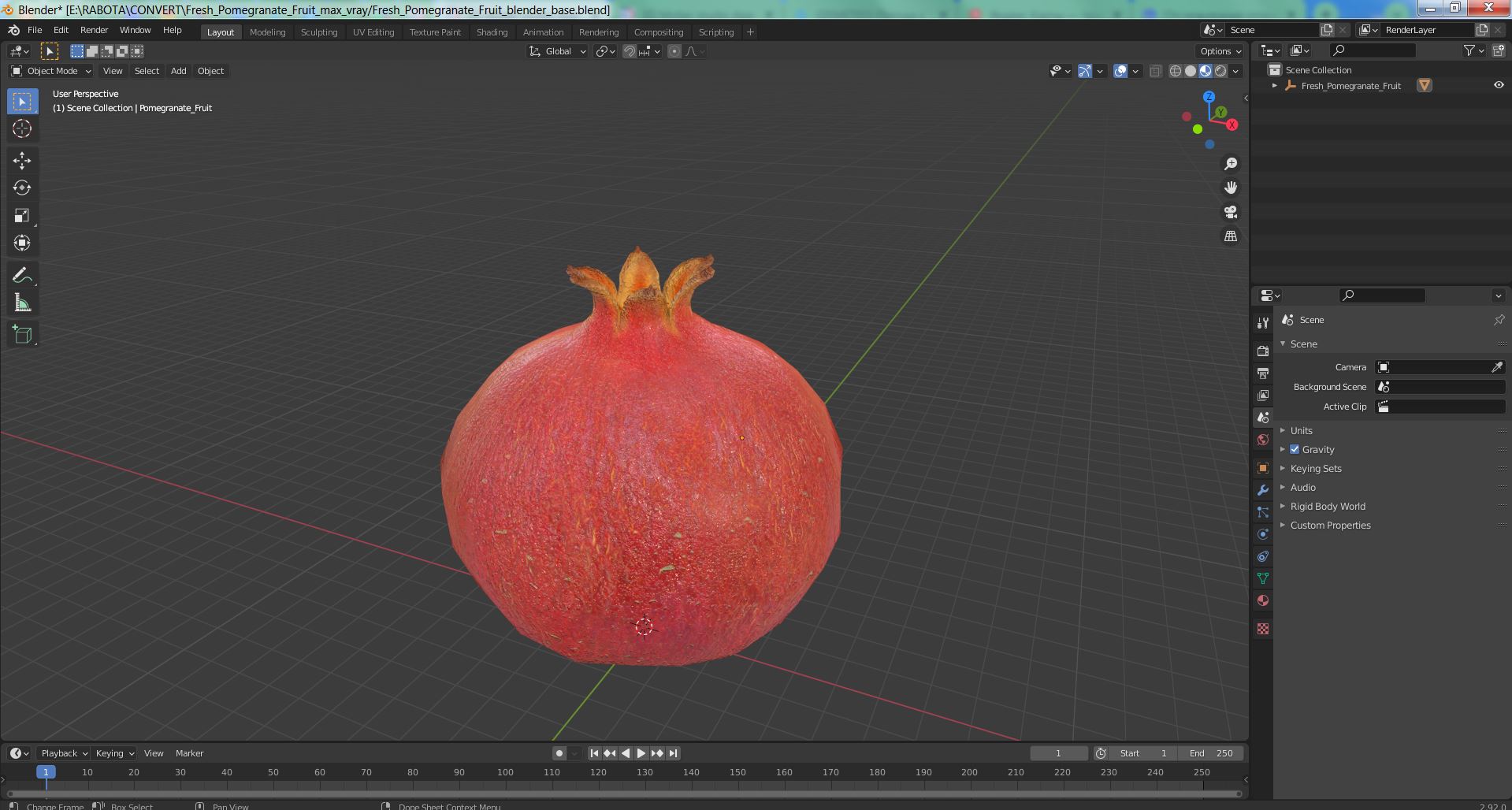 3D Fresh Pomegranate Fruit model