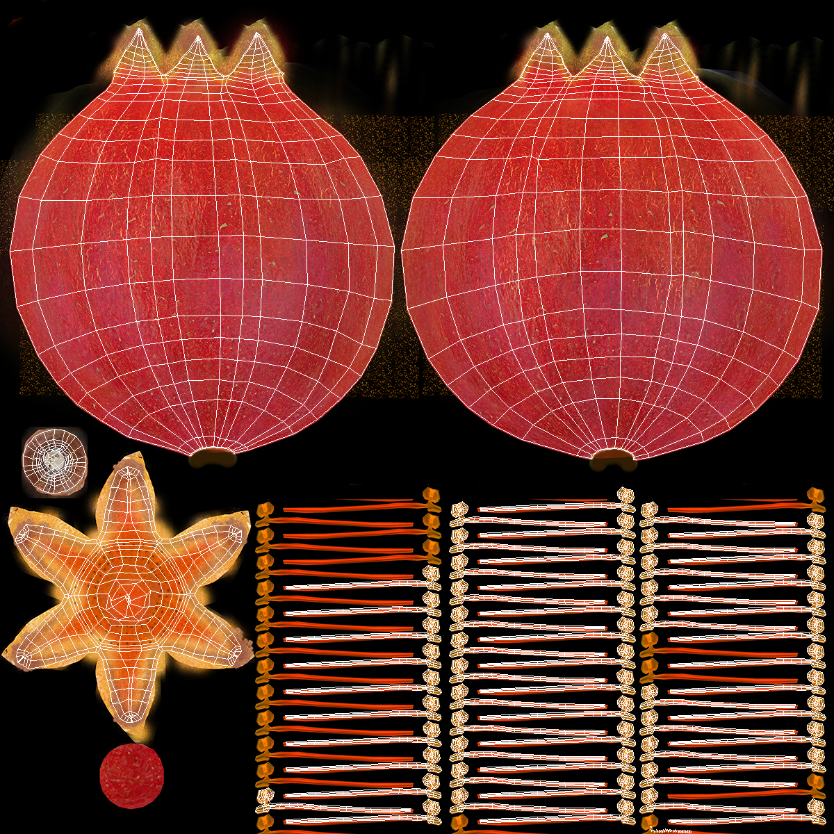 3D Fresh Pomegranate Fruit model
