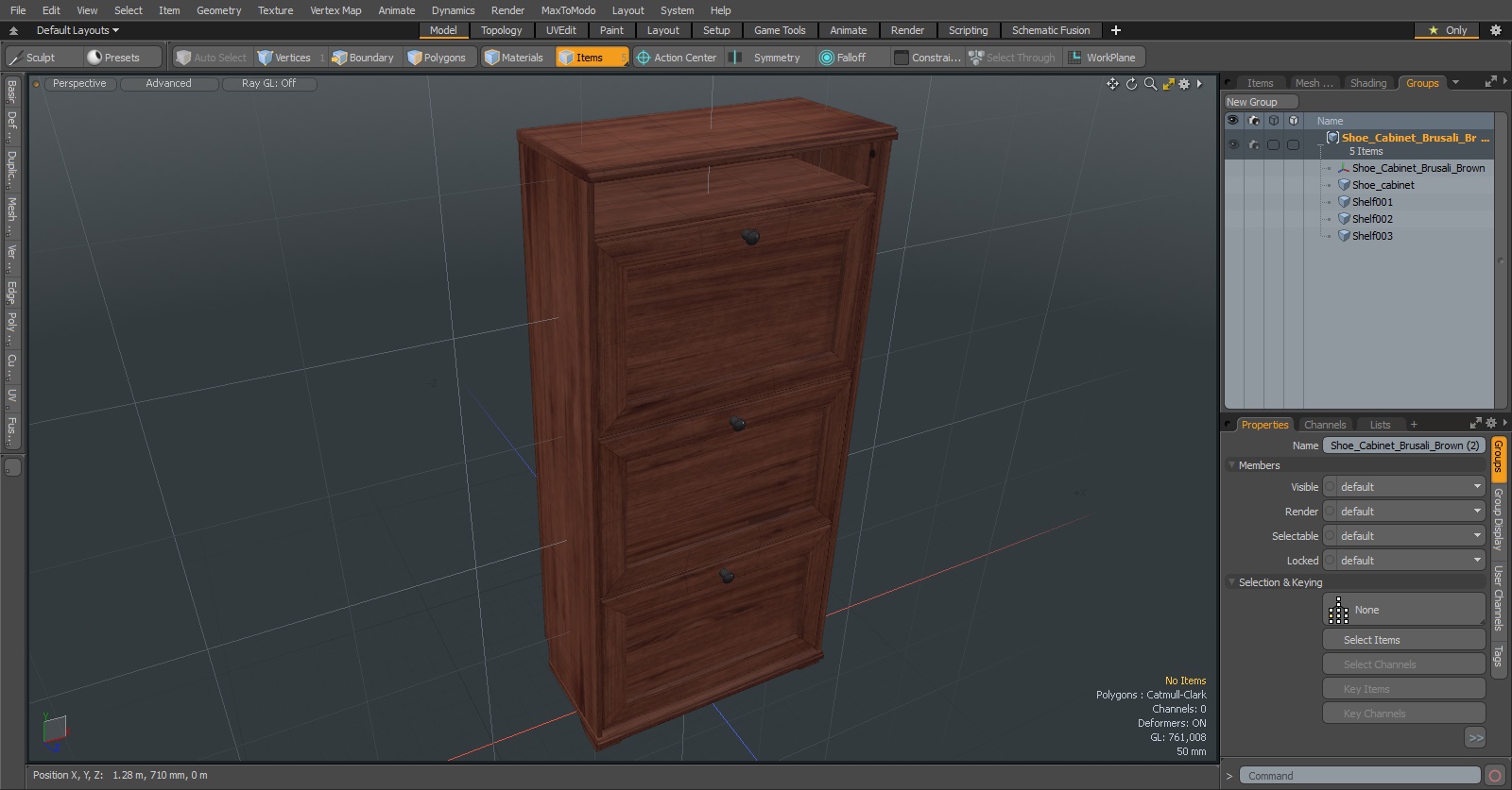 3D Shoe Cabinet Brusali Brown