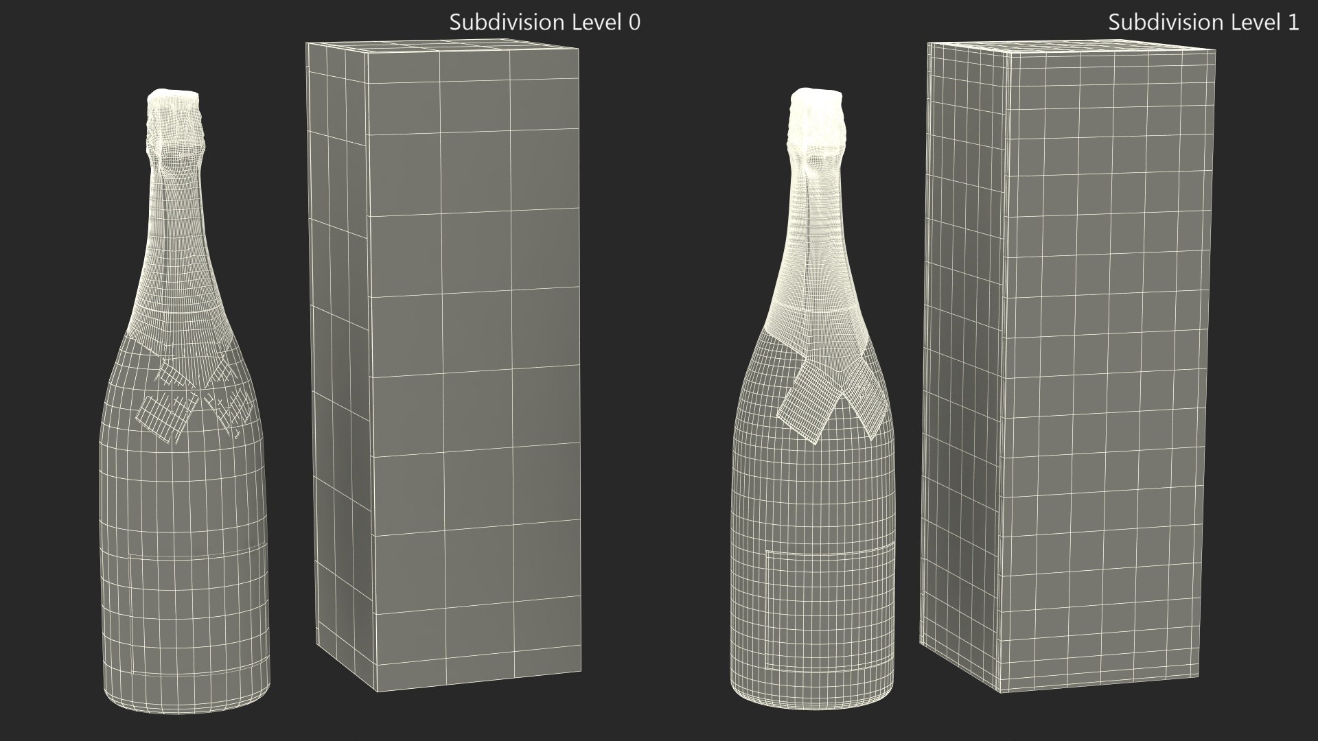3D Champagne Moet and Chandon Brut Imperial with Wooden Box