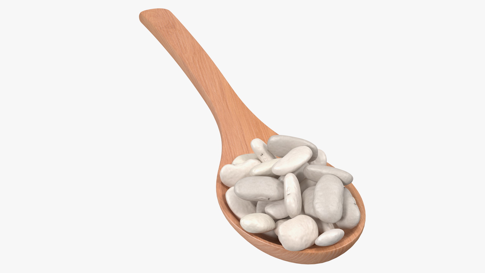 3D Wooden Spoon with White Pea Beans model