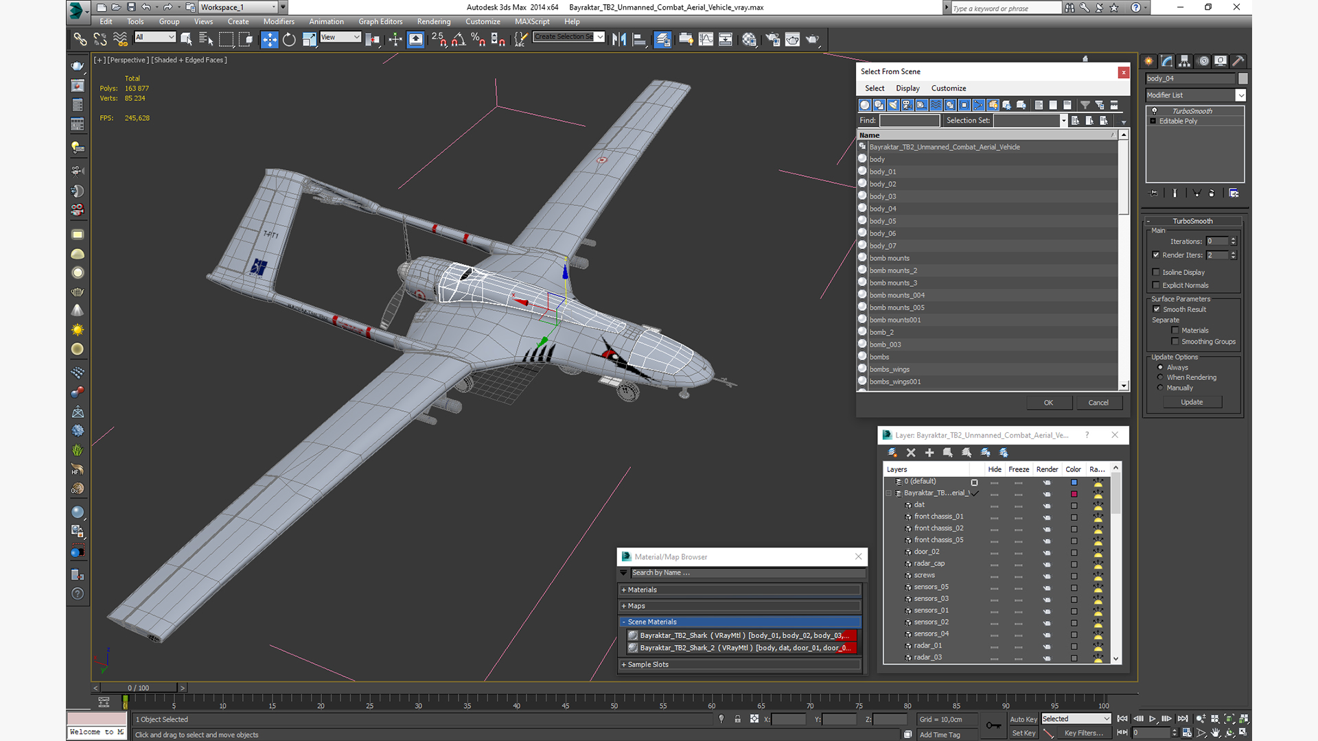 Bayraktar TB2 Unmanned Combat Aerial Vehicle 3D model