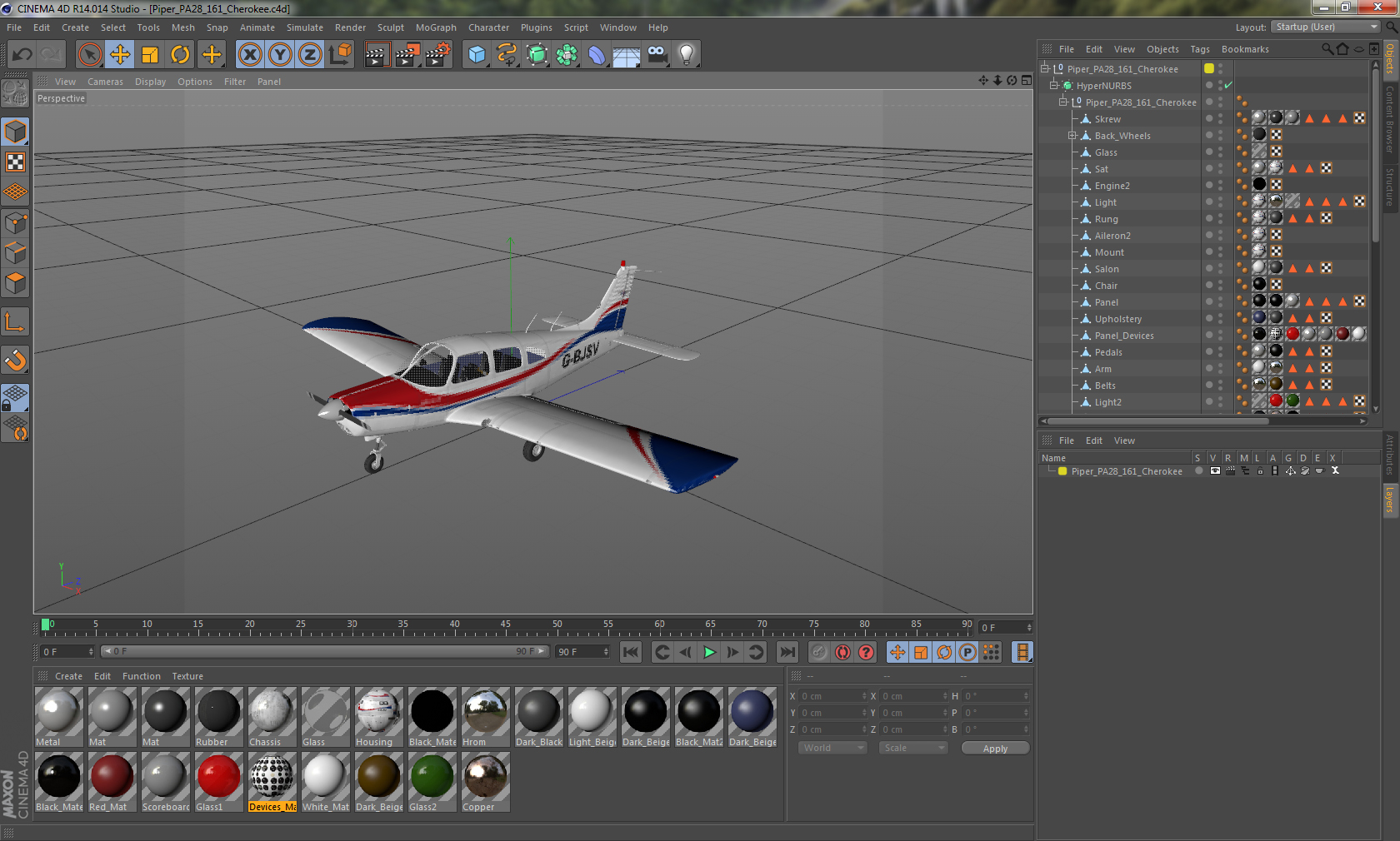 3D Piper PA28 161 Cherokee model
