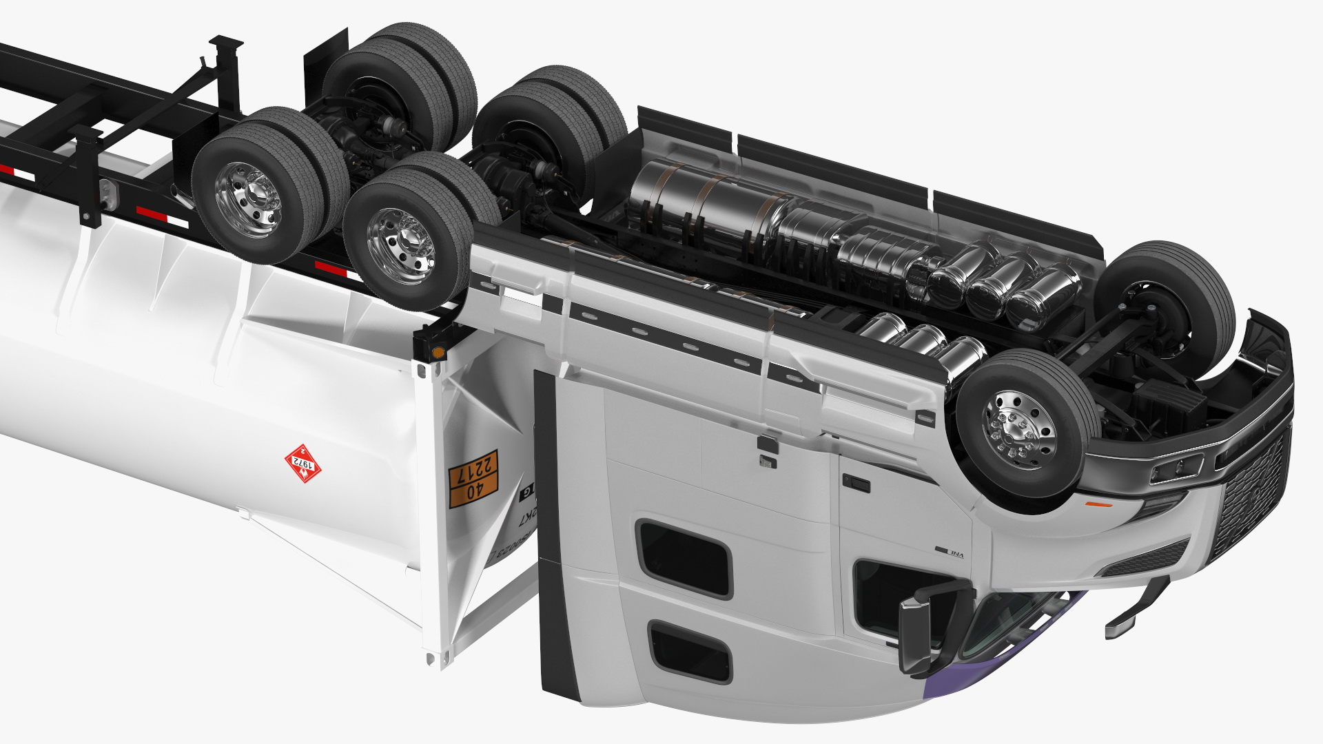 3D model Volvo Truck with Gas Tank Trailer Rigged