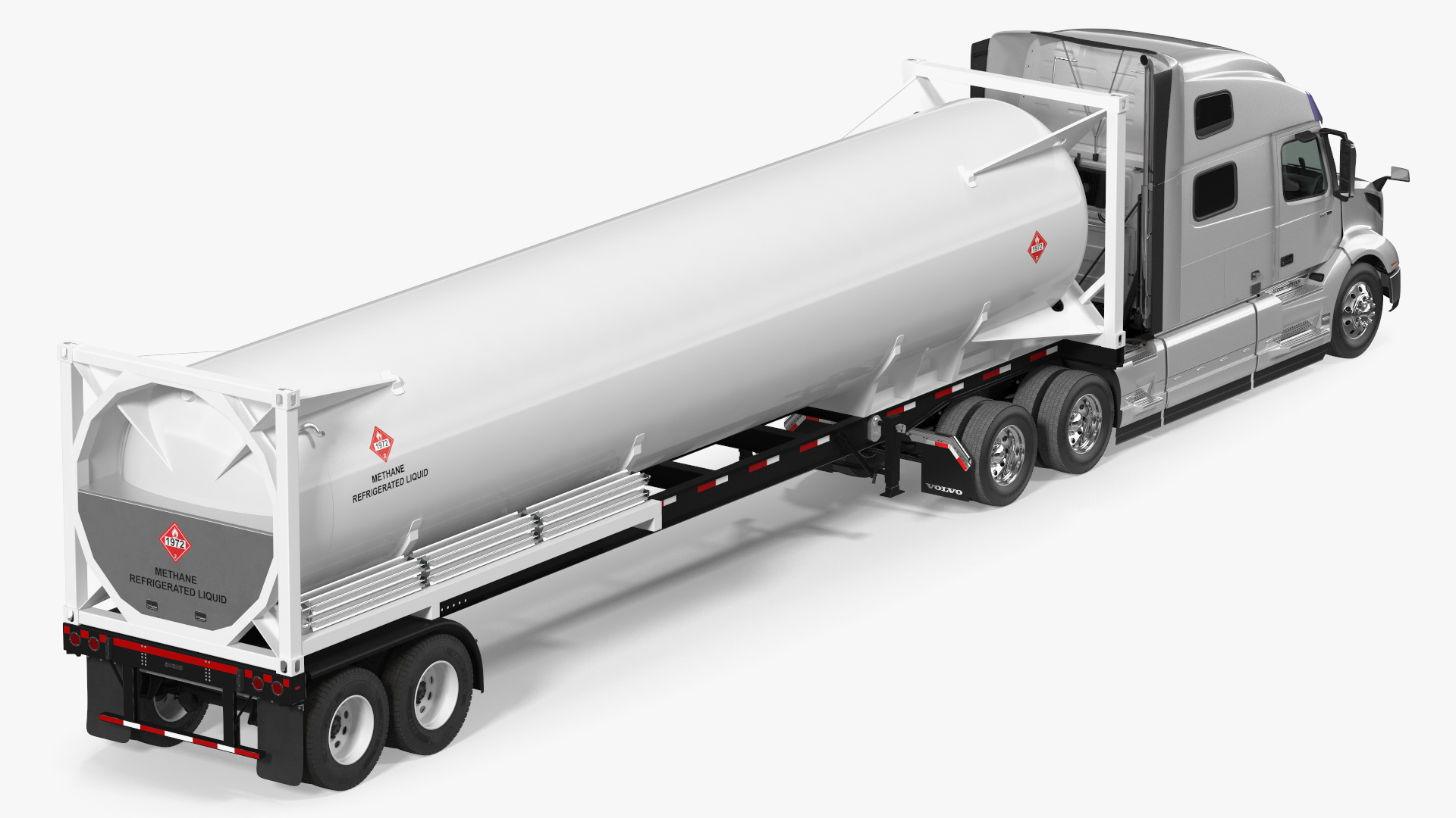 3D model Volvo Truck with Gas Tank Trailer Rigged