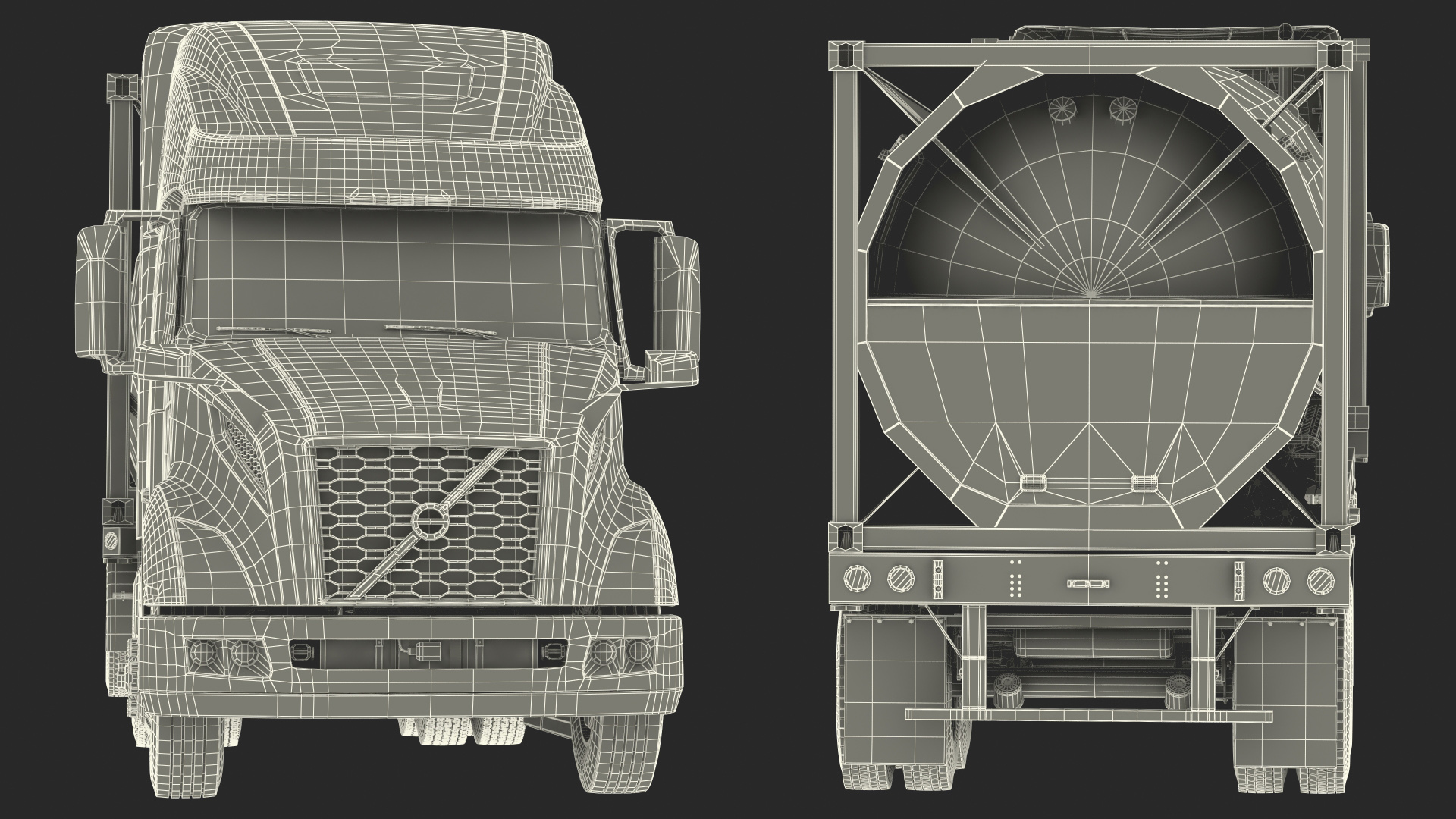 3D model Volvo Truck with Gas Tank Trailer Rigged