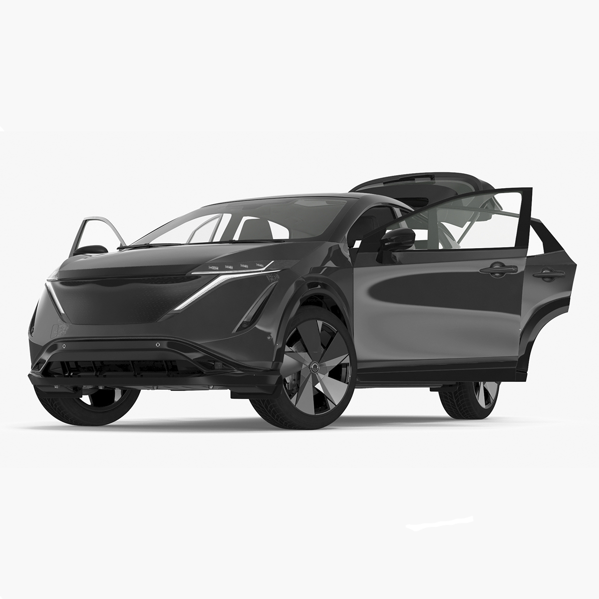 3D Modern Electric SUV Black Rigged for Cinema 4D
