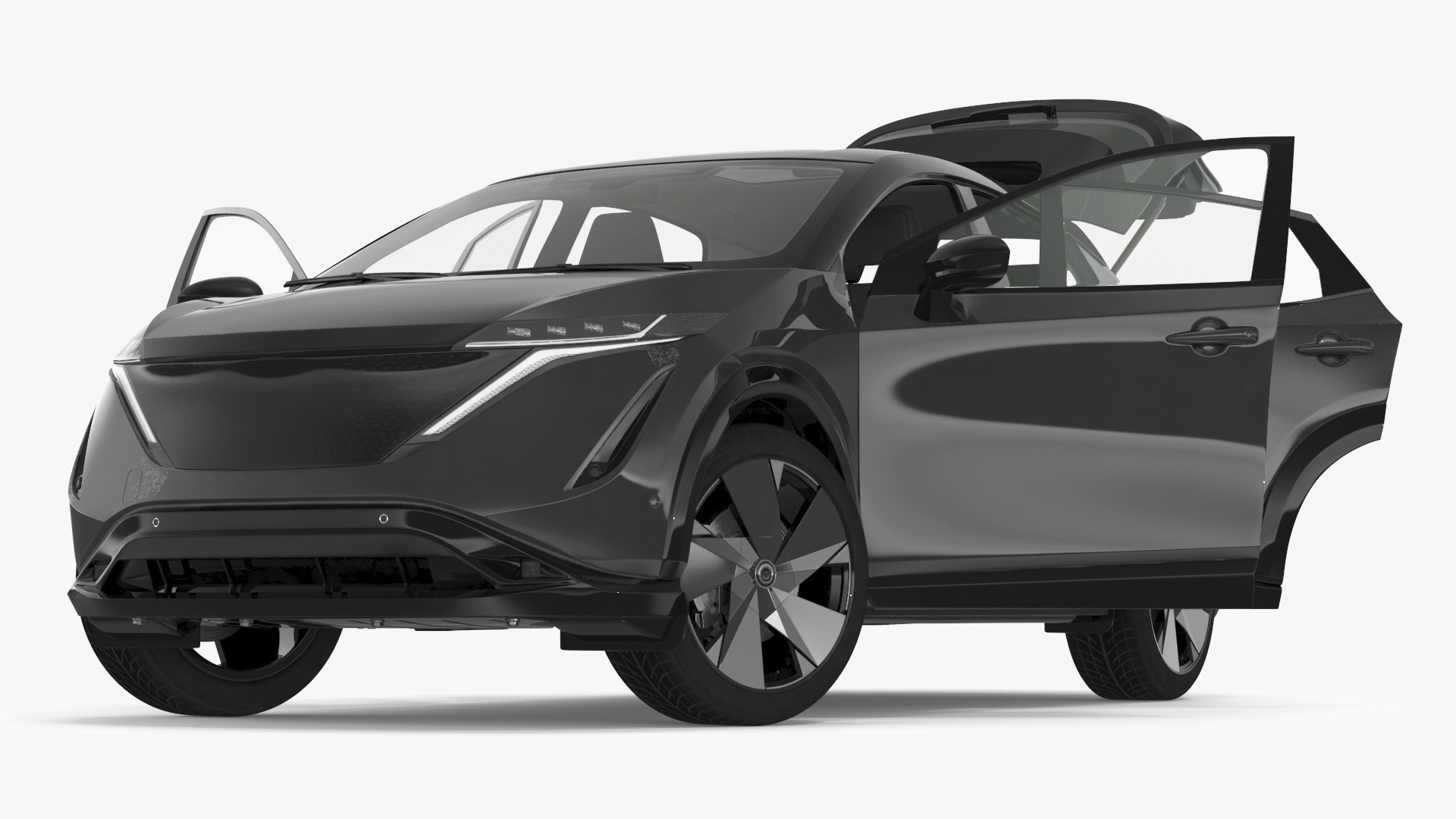 3D Modern Electric SUV Black Rigged for Cinema 4D