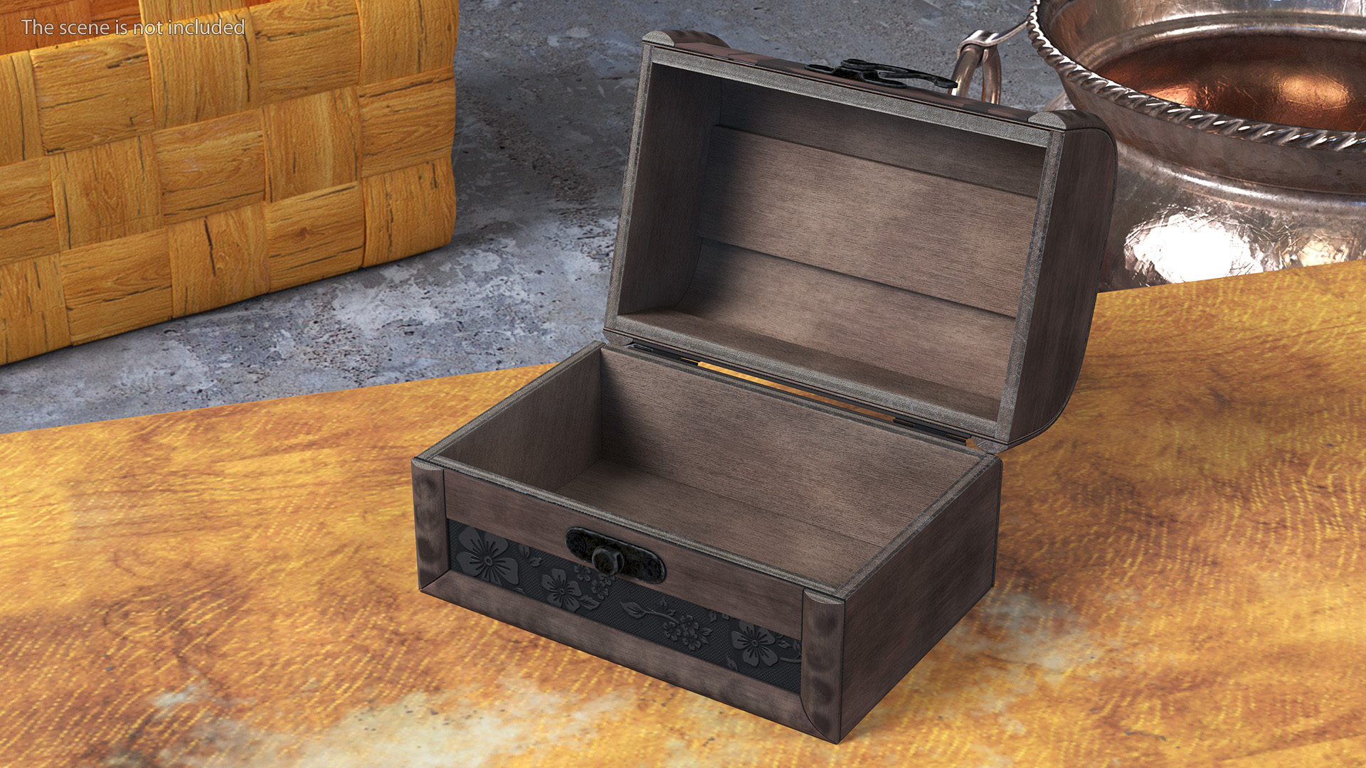 3D Old Open Wooden Chest