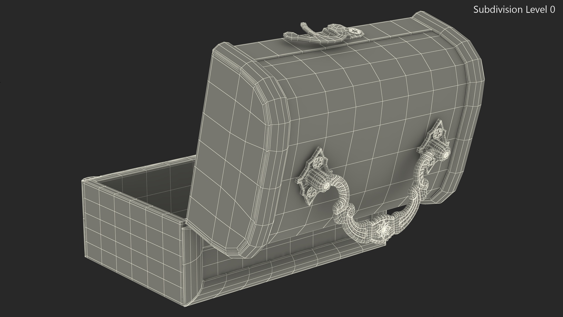 3D Old Open Wooden Chest