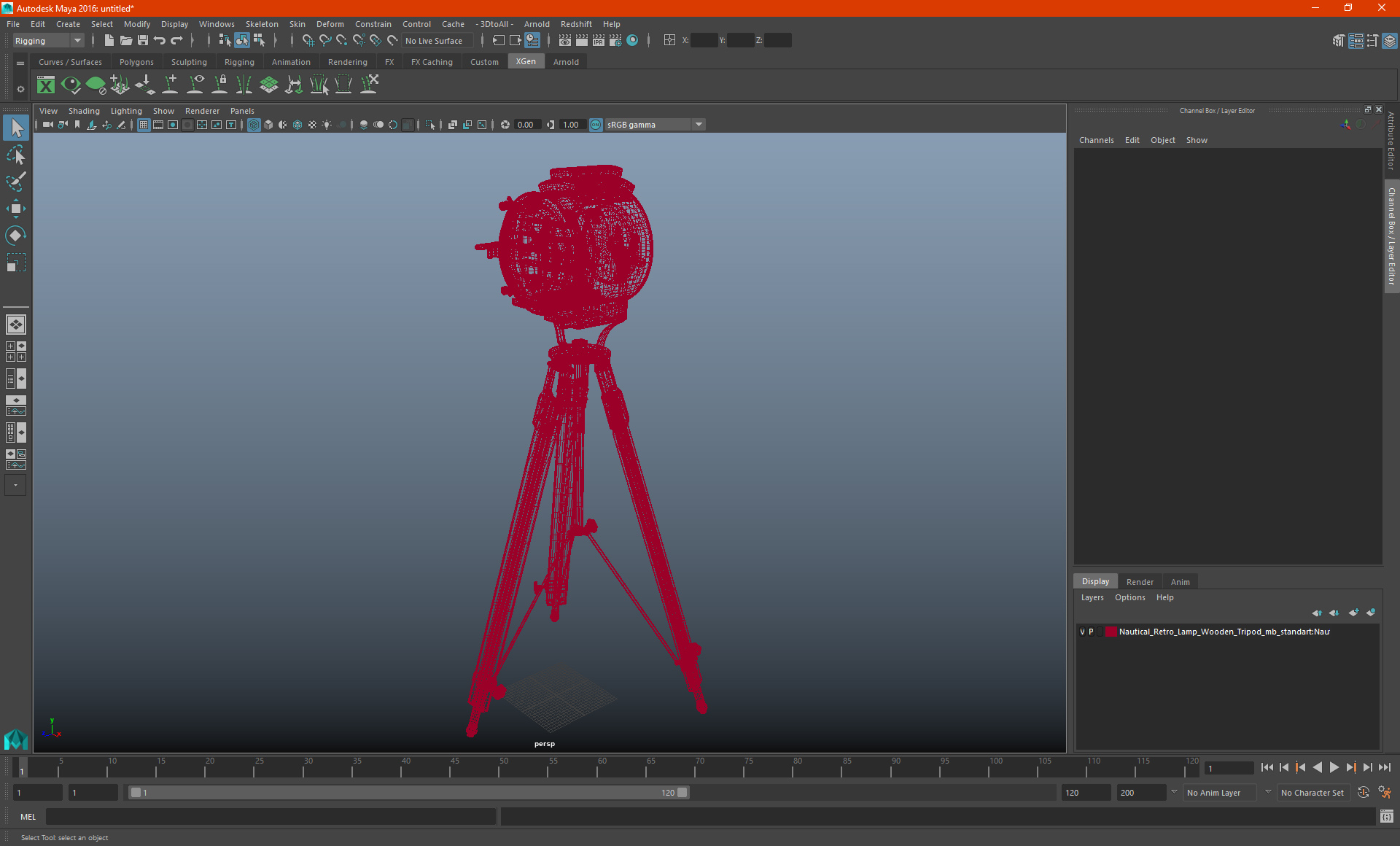 3D Nautical Retro Lamp Wooden Tripod model
