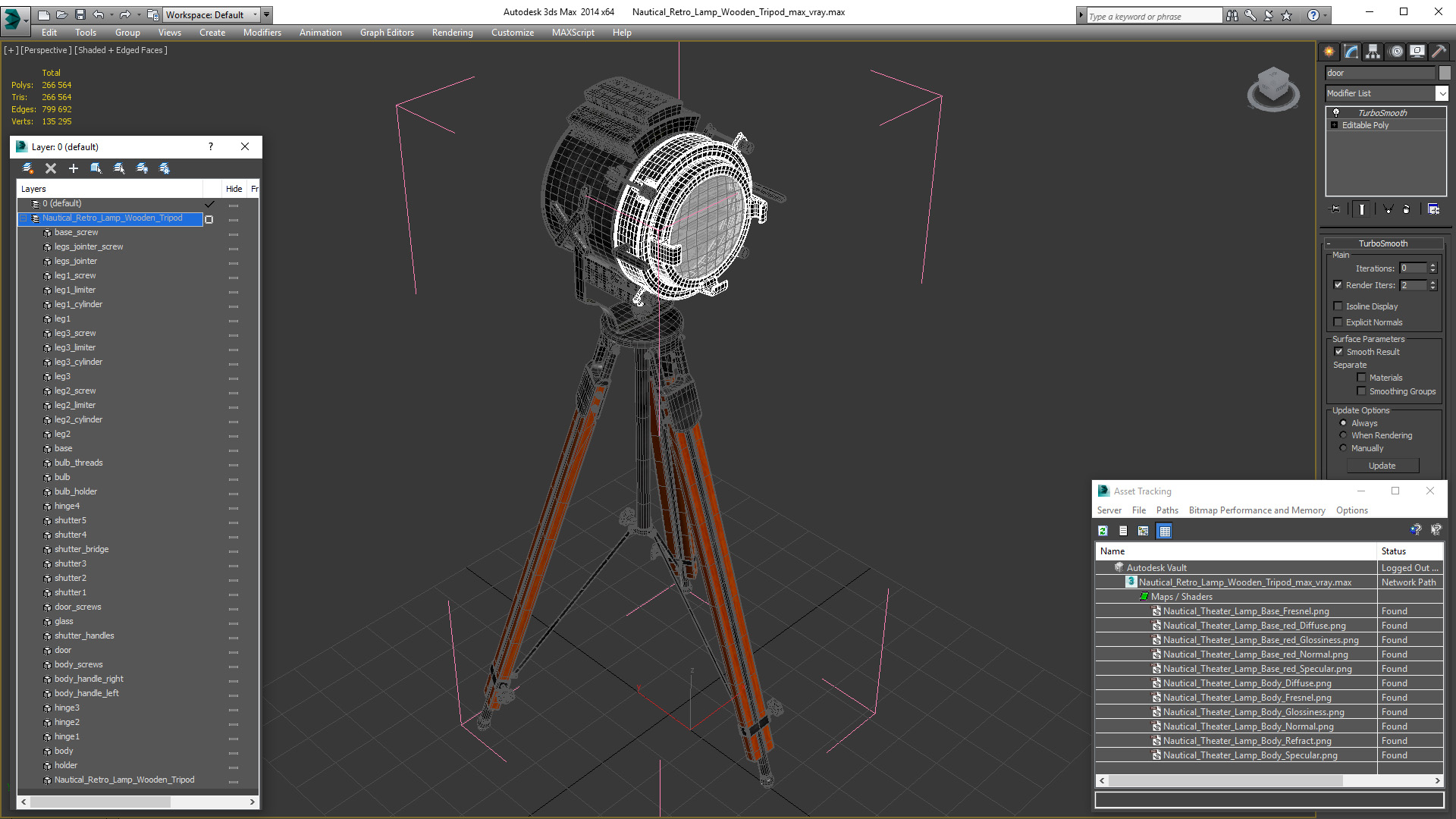 3D Nautical Retro Lamp Wooden Tripod model