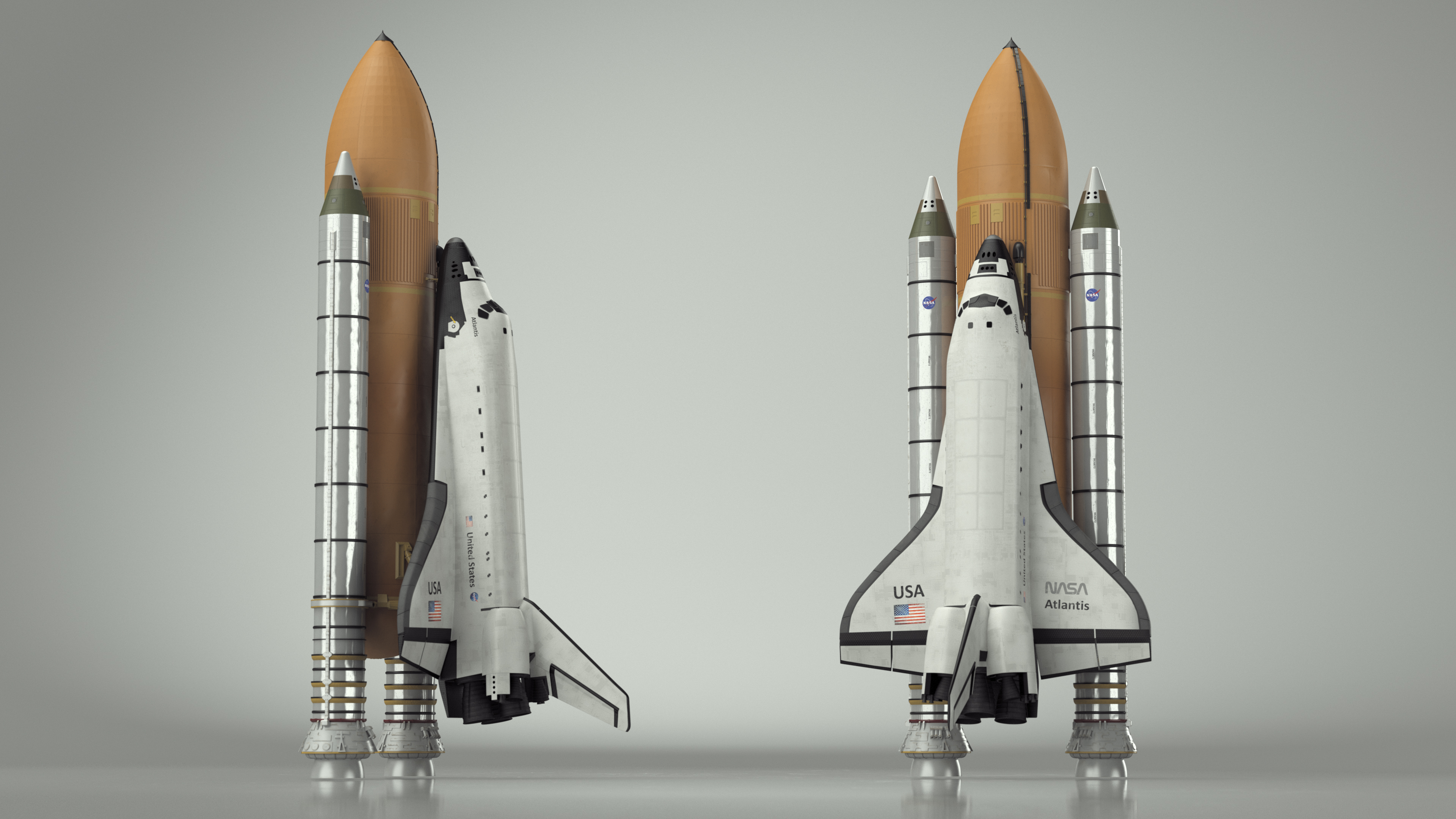 3D Space Shuttle with External Tank and Solid Rocket Boosters model