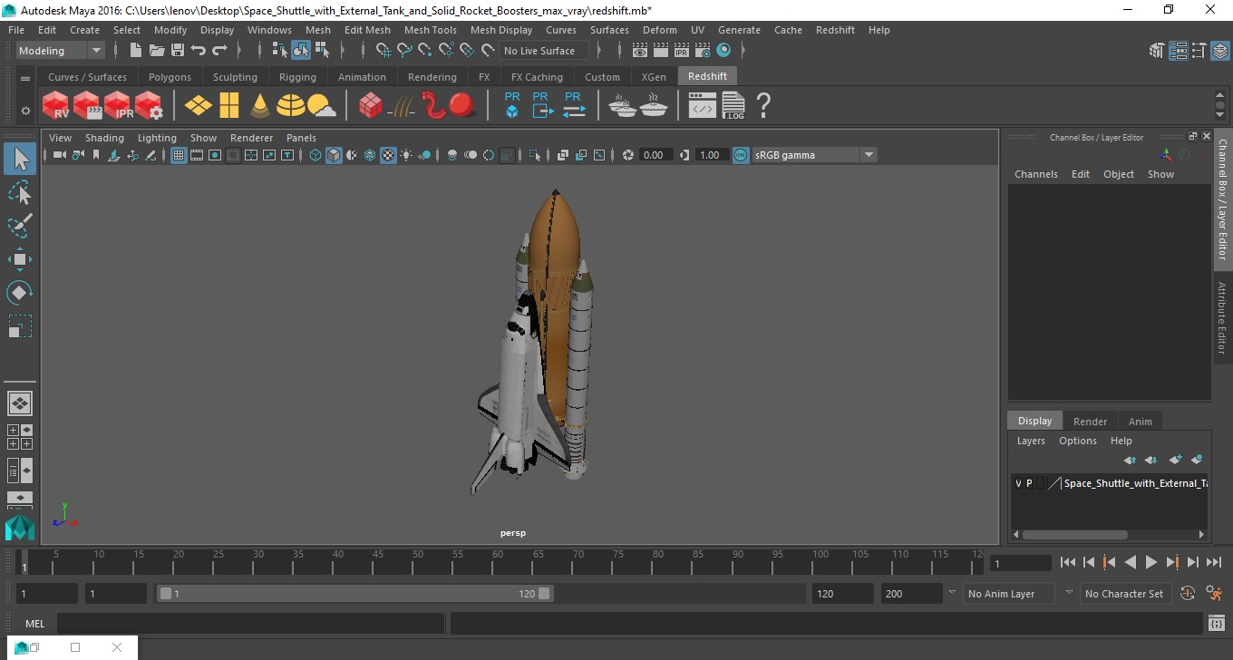 3D Space Shuttle with External Tank and Solid Rocket Boosters model