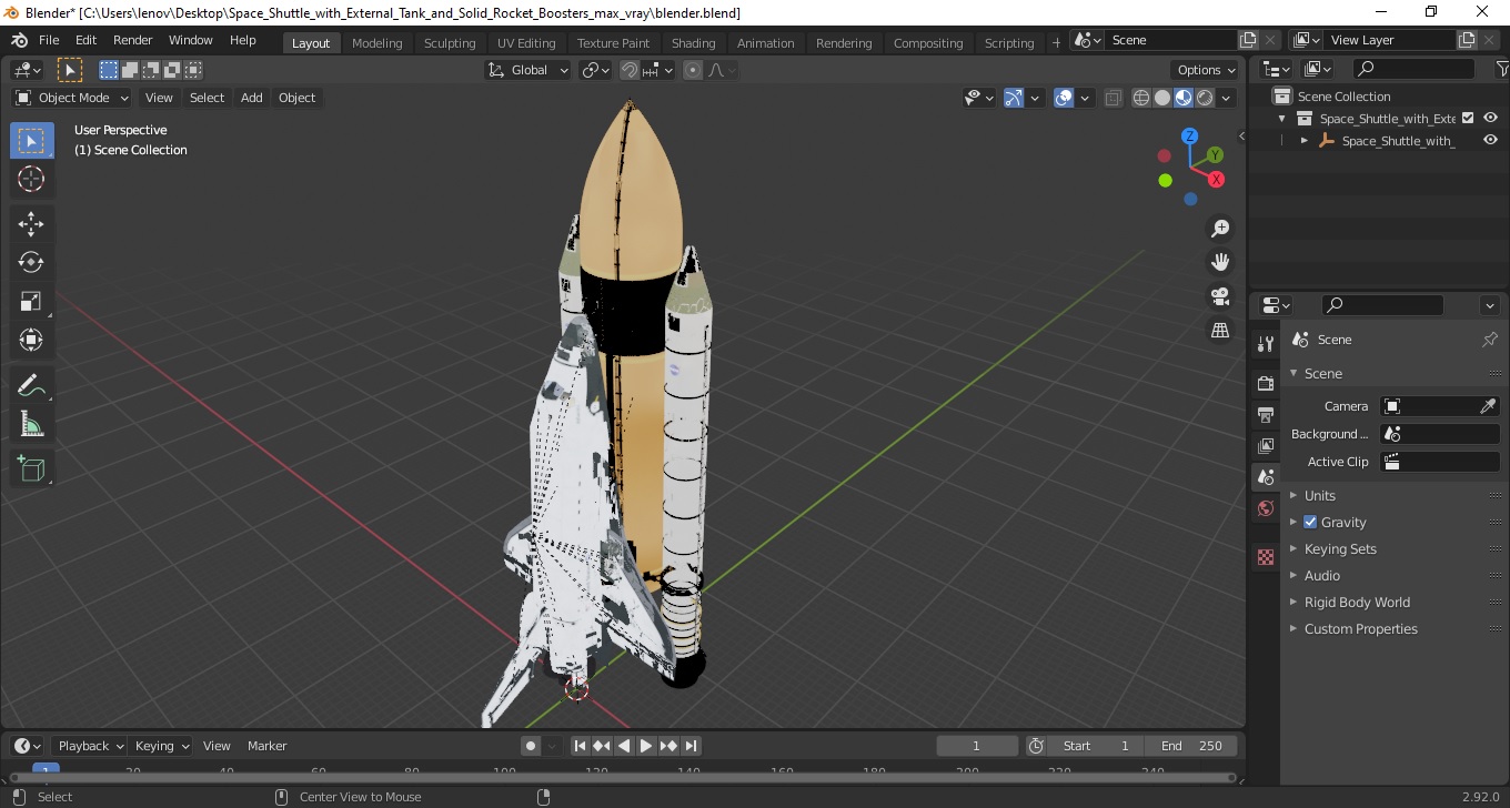 3D Space Shuttle with External Tank and Solid Rocket Boosters model