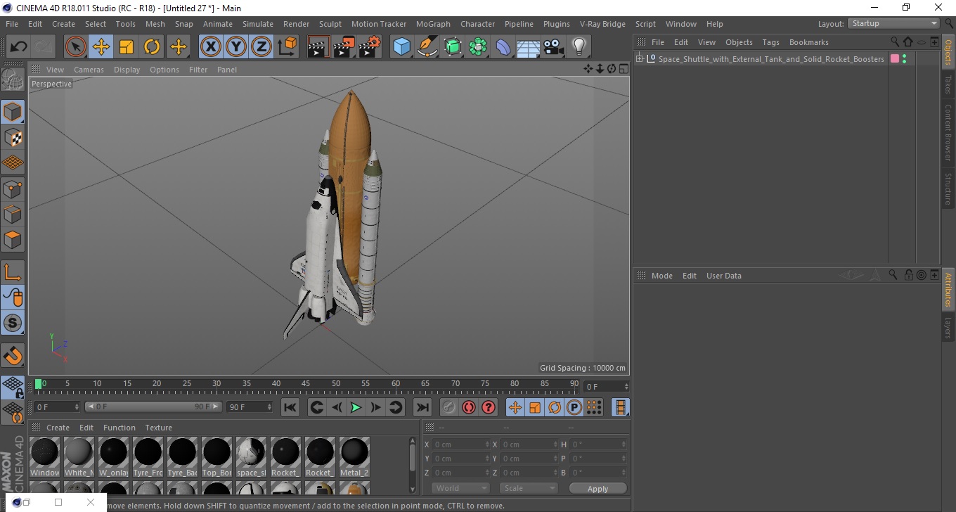 3D Space Shuttle with External Tank and Solid Rocket Boosters model