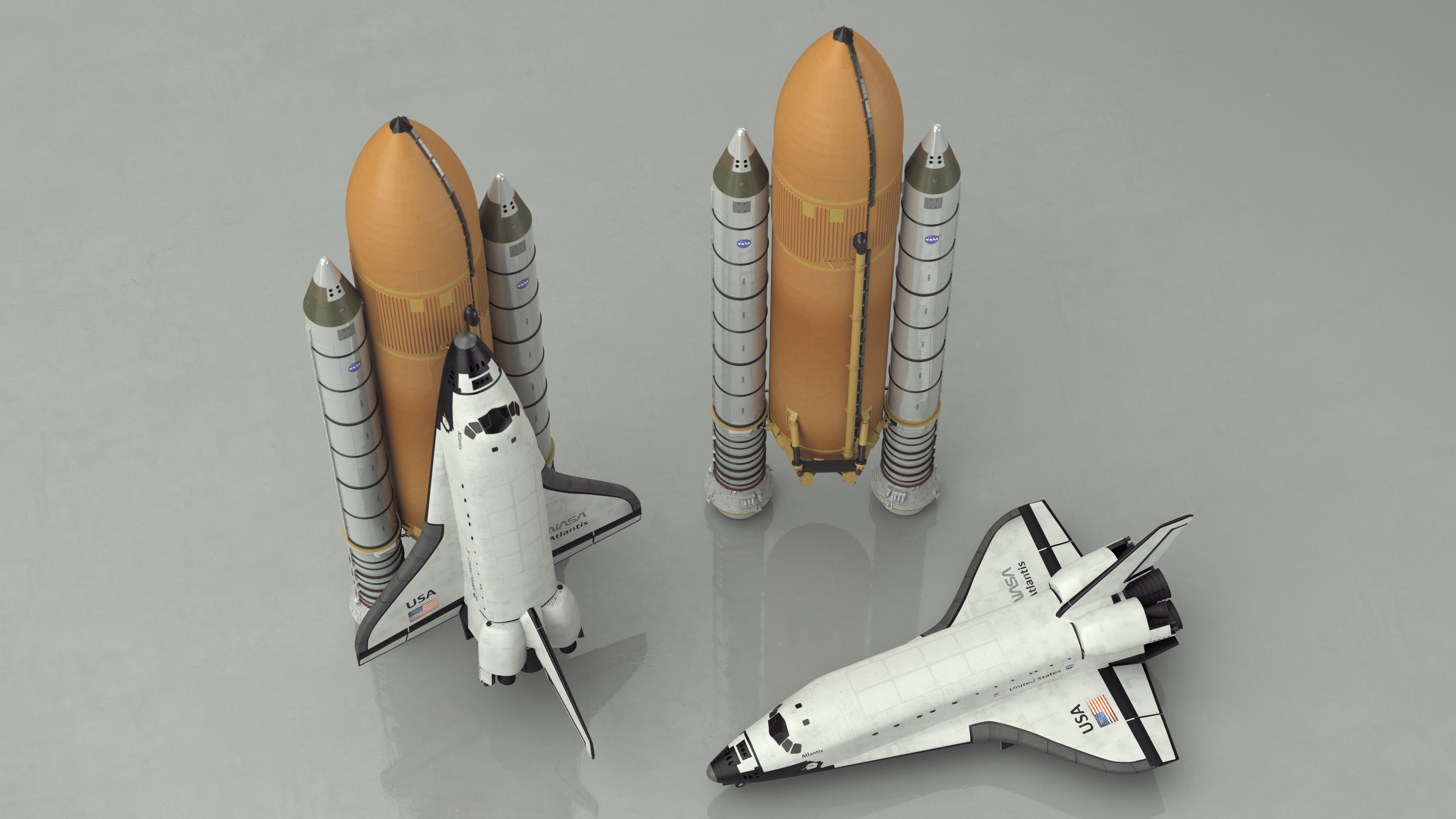 3D Space Shuttle with External Tank and Solid Rocket Boosters model