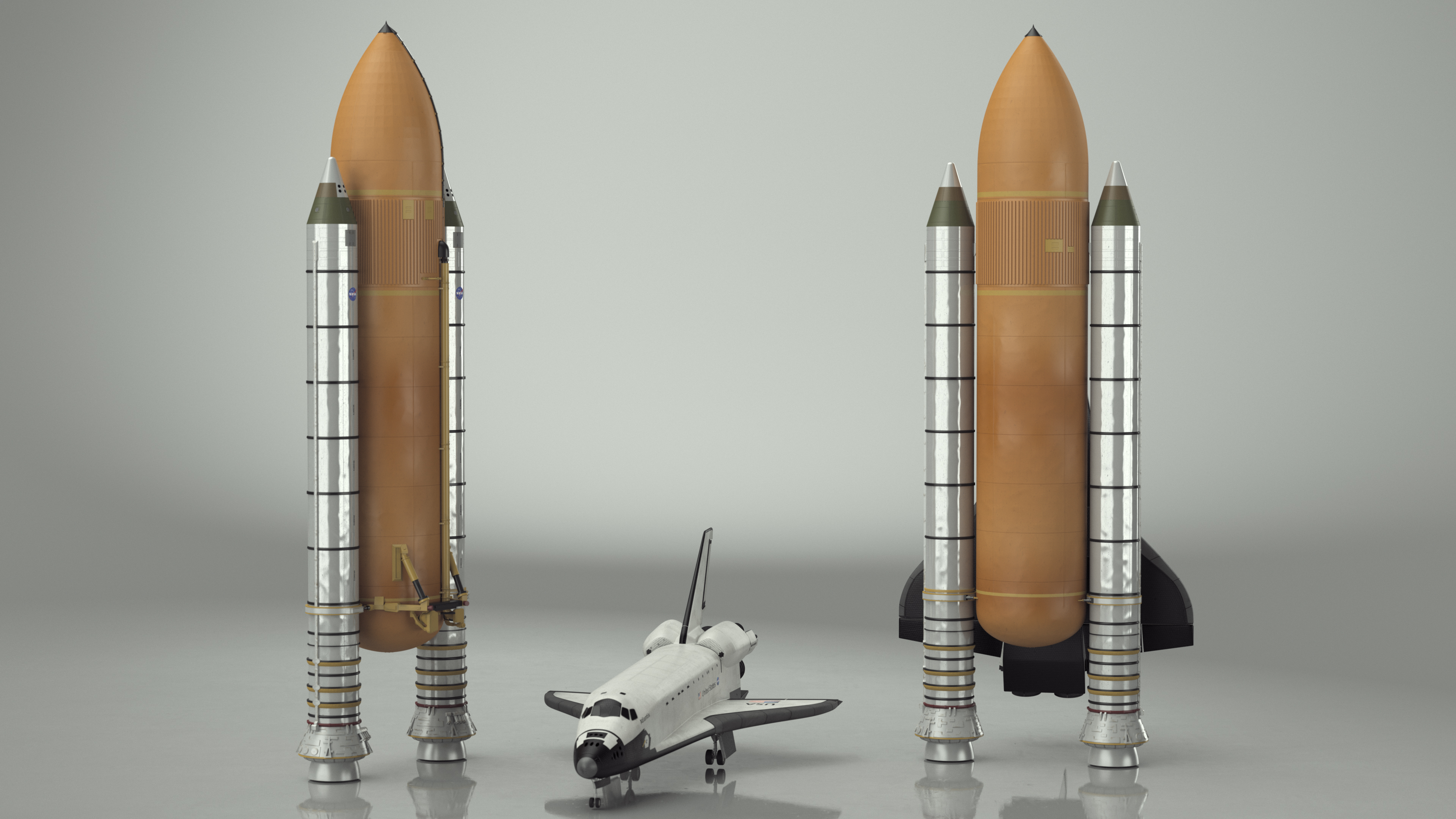 3D Space Shuttle with External Tank and Solid Rocket Boosters model