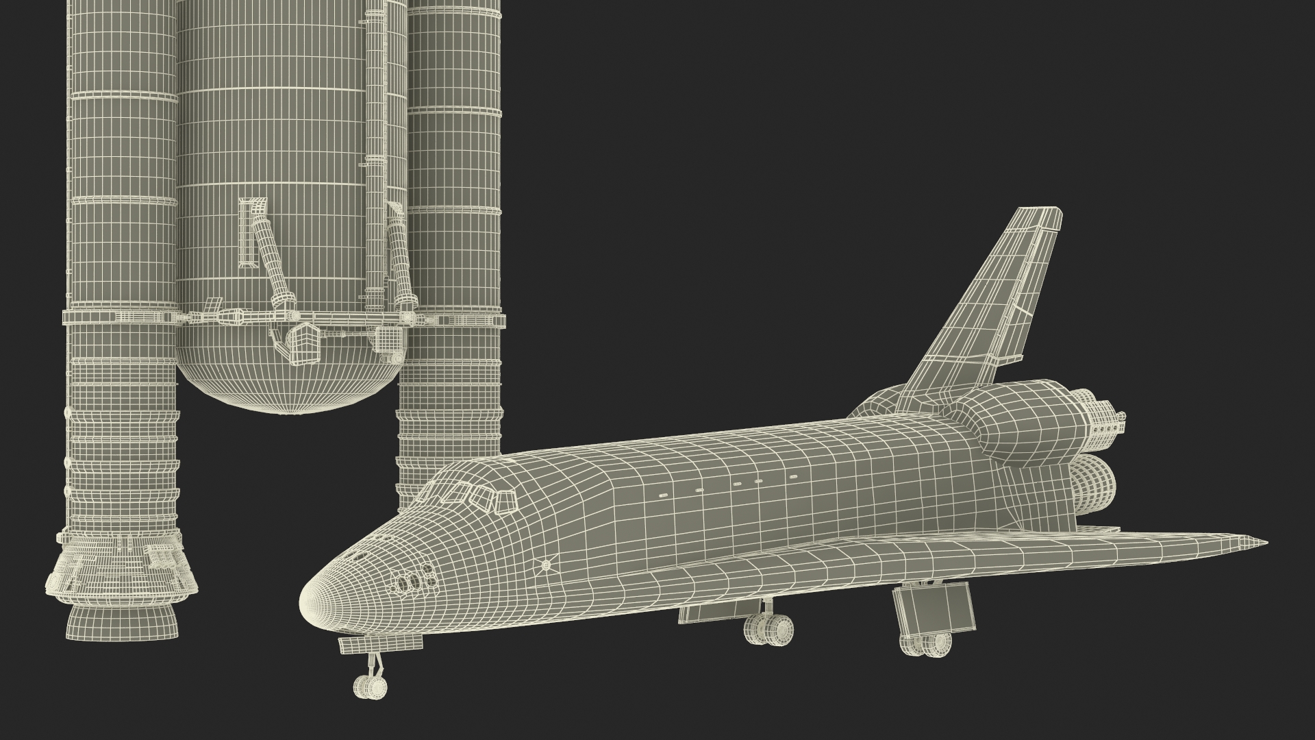 3D Space Shuttle with External Tank and Solid Rocket Boosters model