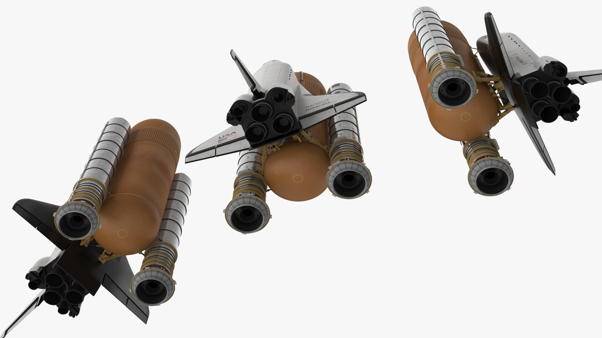 3D Space Shuttle with External Tank and Solid Rocket Boosters model