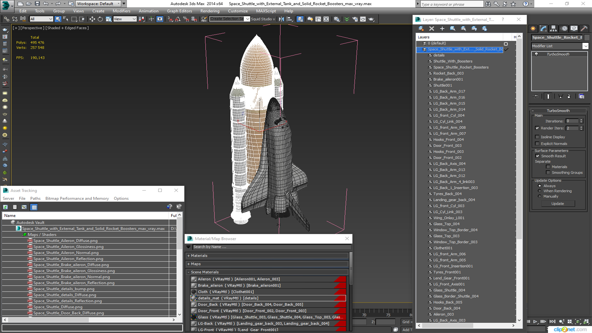 3D Space Shuttle with External Tank and Solid Rocket Boosters model
