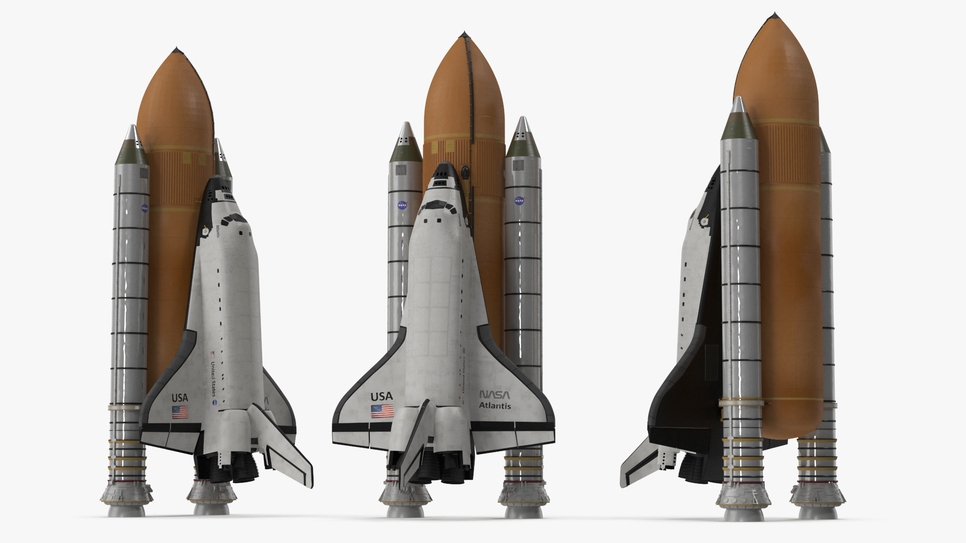 3D Space Shuttle with External Tank and Solid Rocket Boosters model