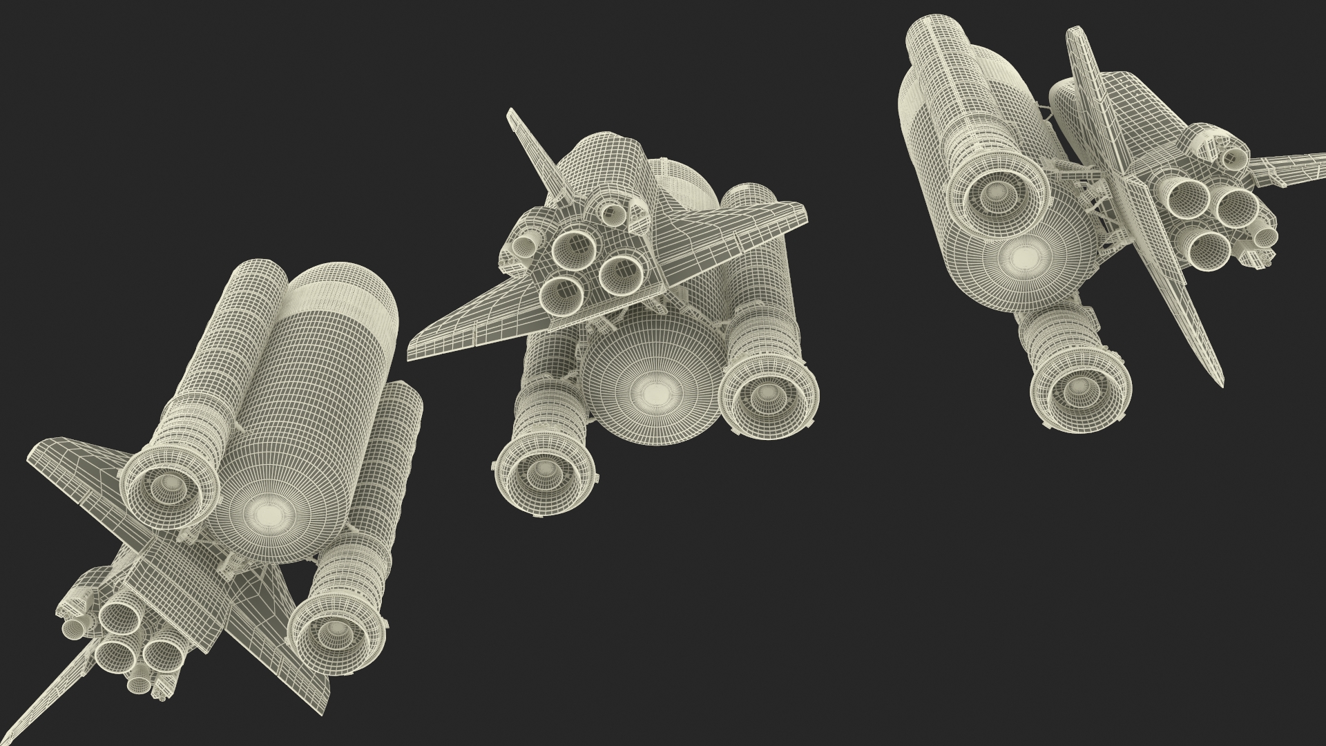 3D Space Shuttle with External Tank and Solid Rocket Boosters model
