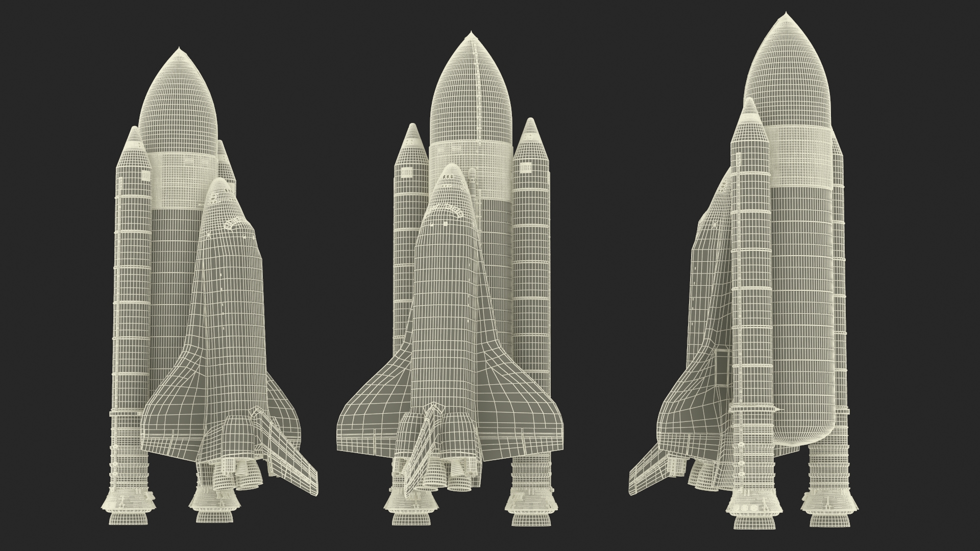 3D Space Shuttle with External Tank and Solid Rocket Boosters model