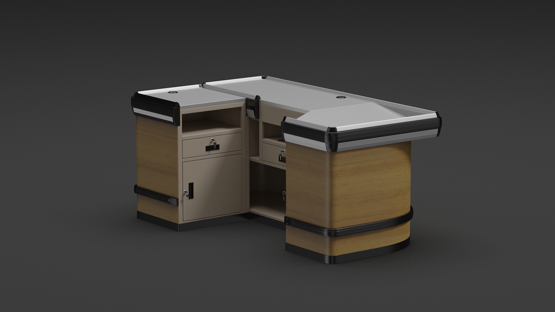 3D Store Checkout Counter Light Wood model