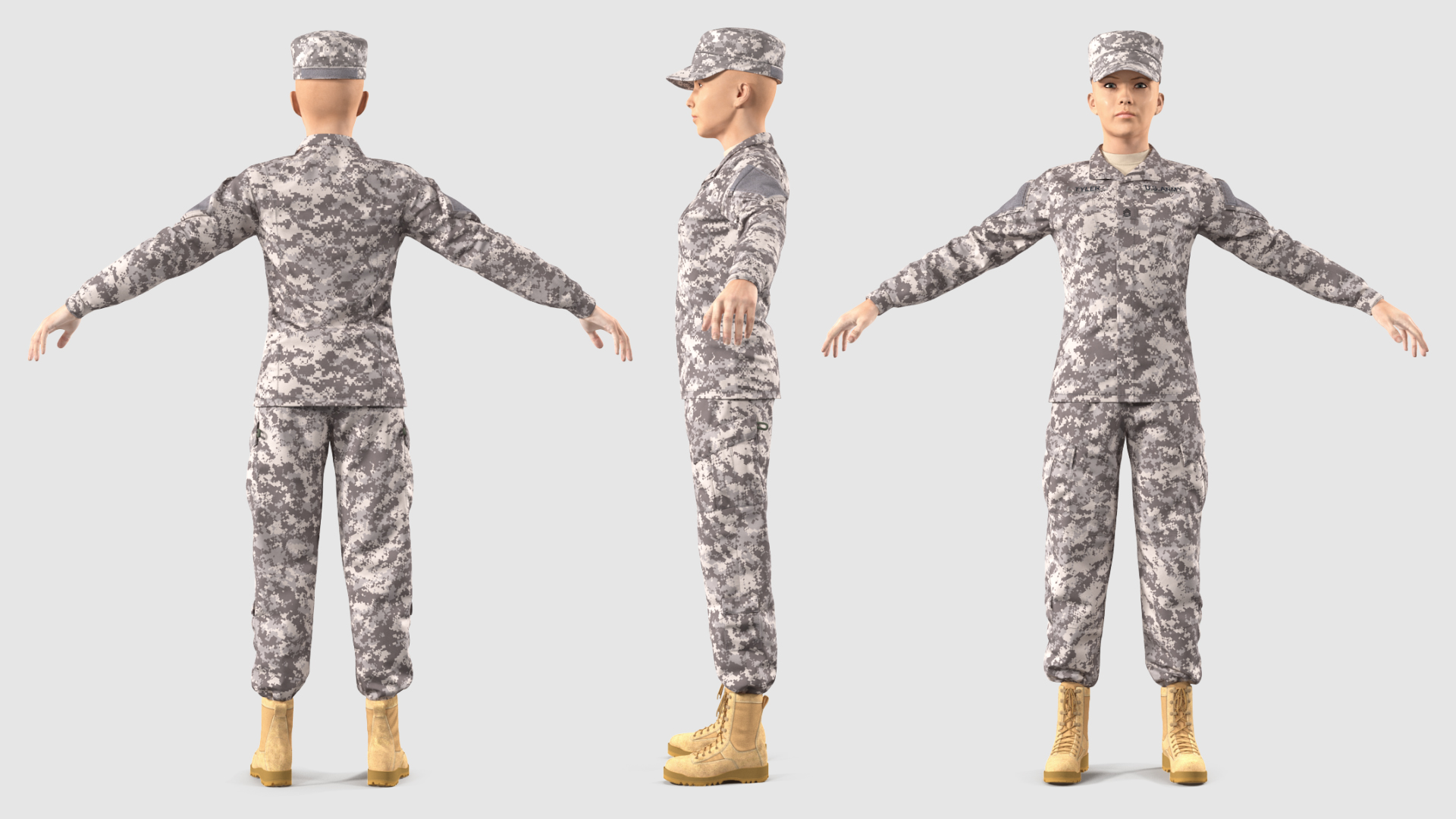3D Female US Soldier Military ACU Neutral Pose model