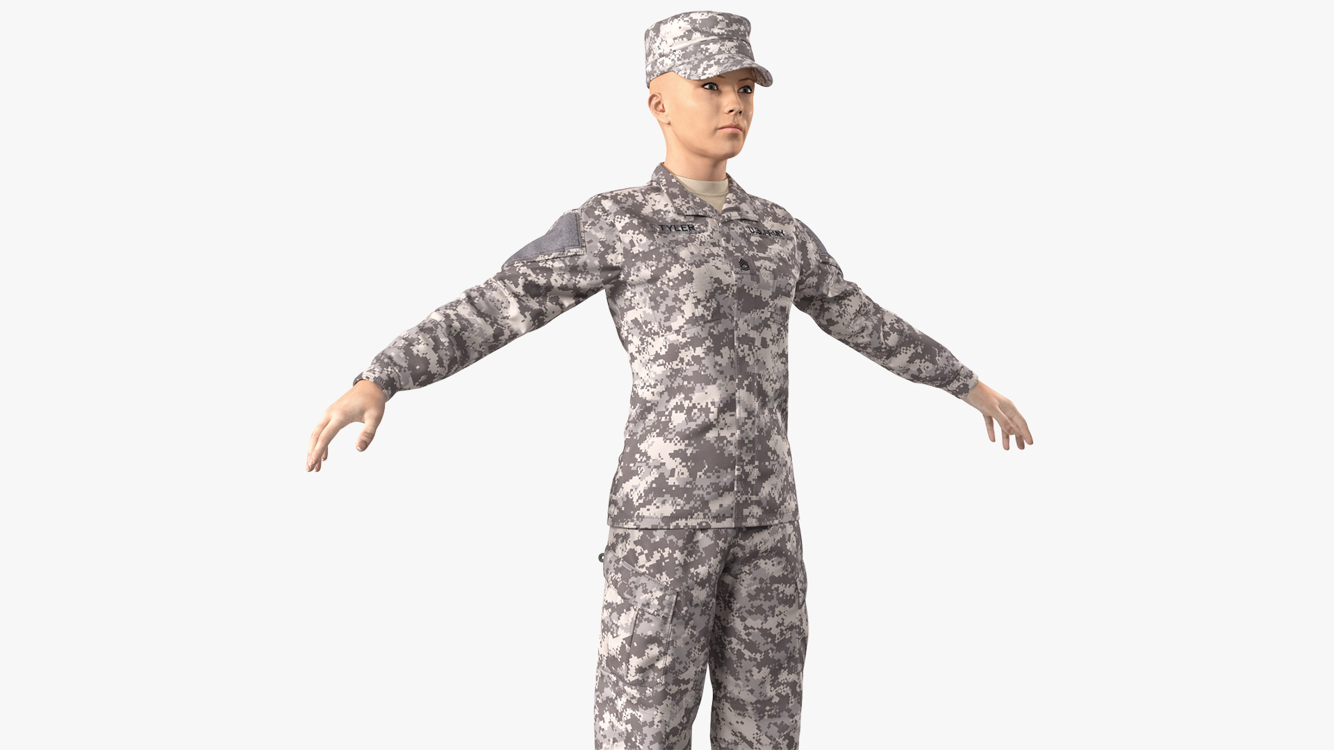 3D Female US Soldier Military ACU Neutral Pose model