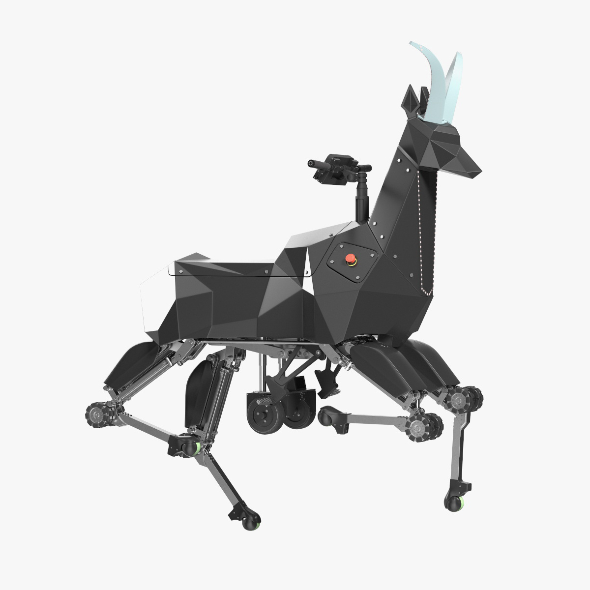 3D model Black Ridable Goat Robot Rigged for Cinema 4D