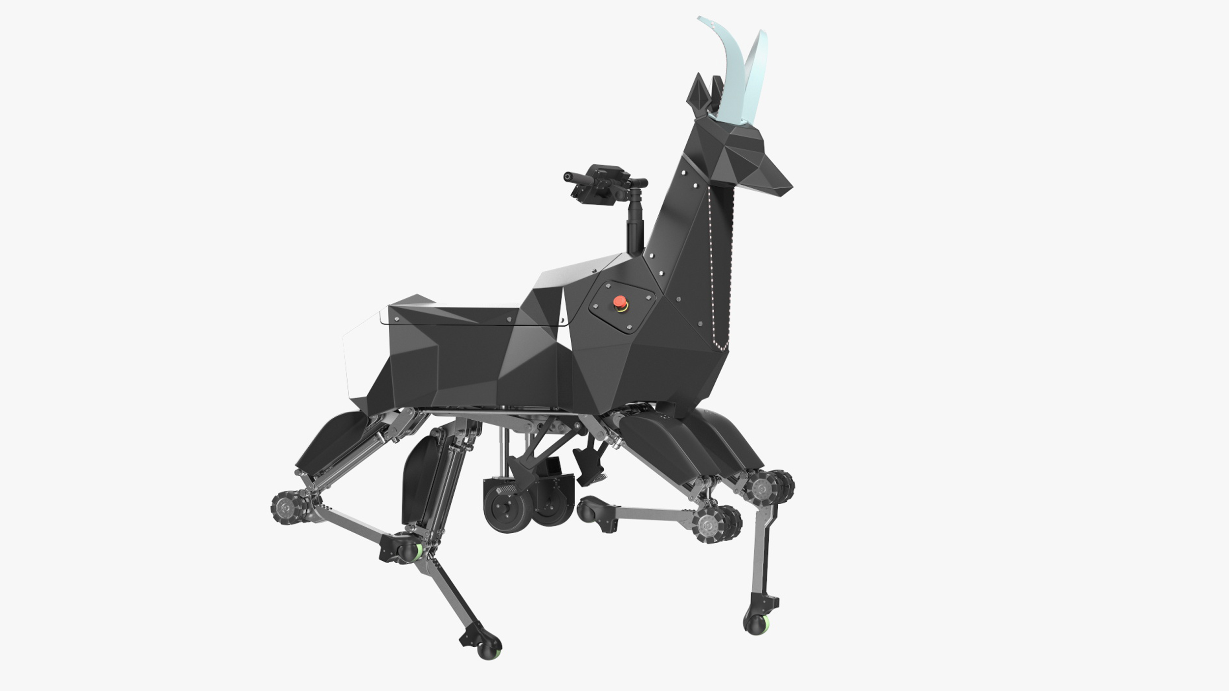 3D model Black Ridable Goat Robot Rigged for Cinema 4D