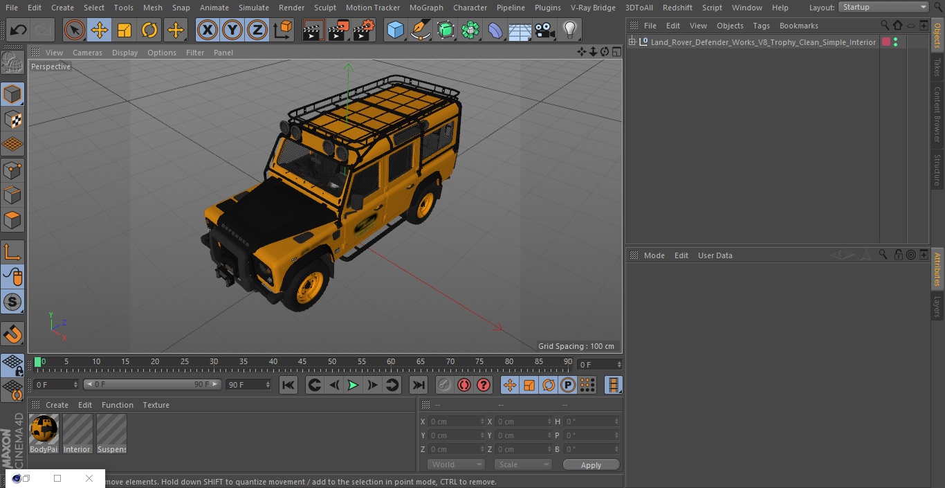 Land Rover Defender Works V8 Trophy Clean Simple Interior 3D